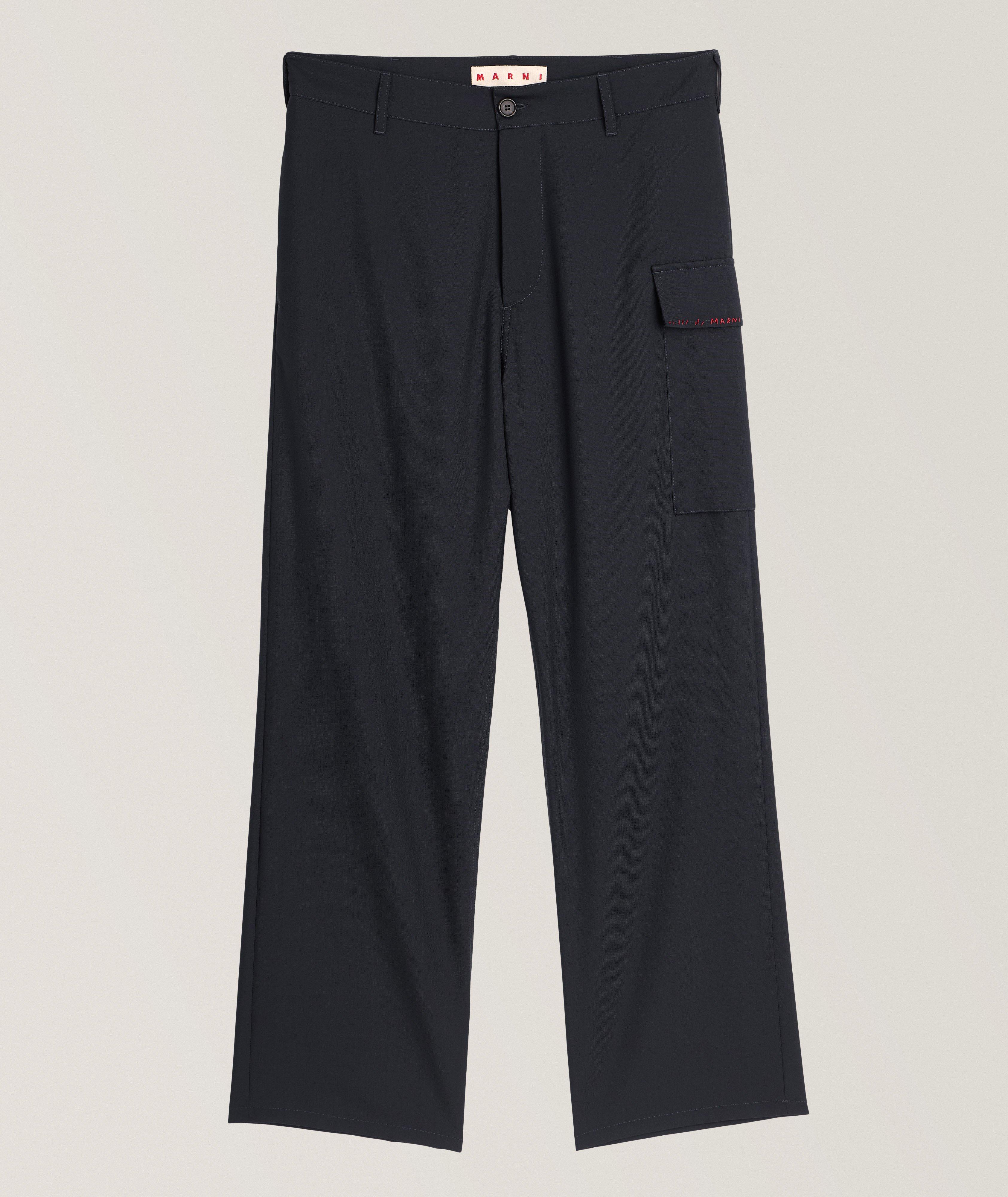 Marni Pantalon En Laine Vierge À Poche Cargo En Bleu , Taille Homme 52