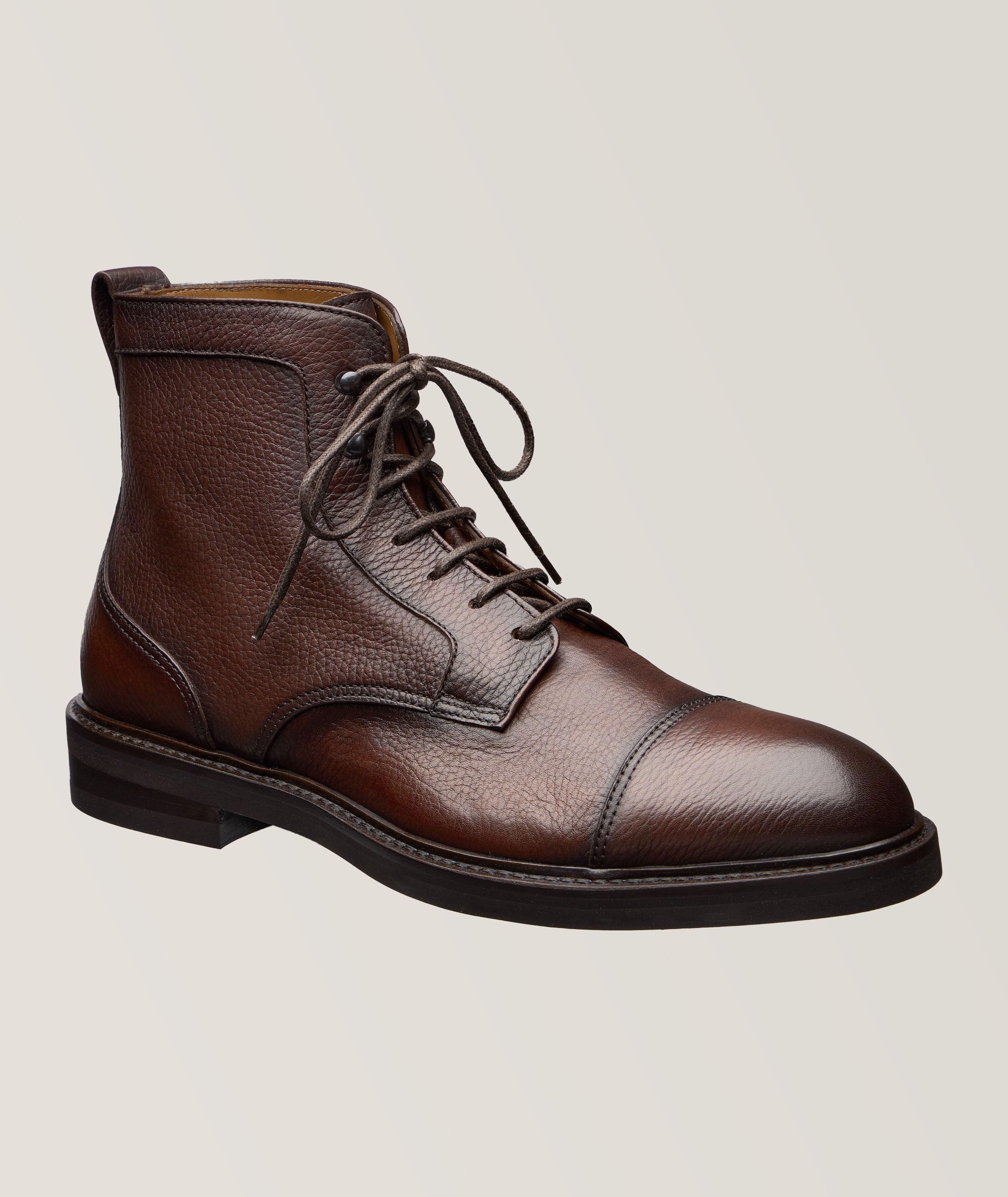 Burnished Pebbled Leather Boots