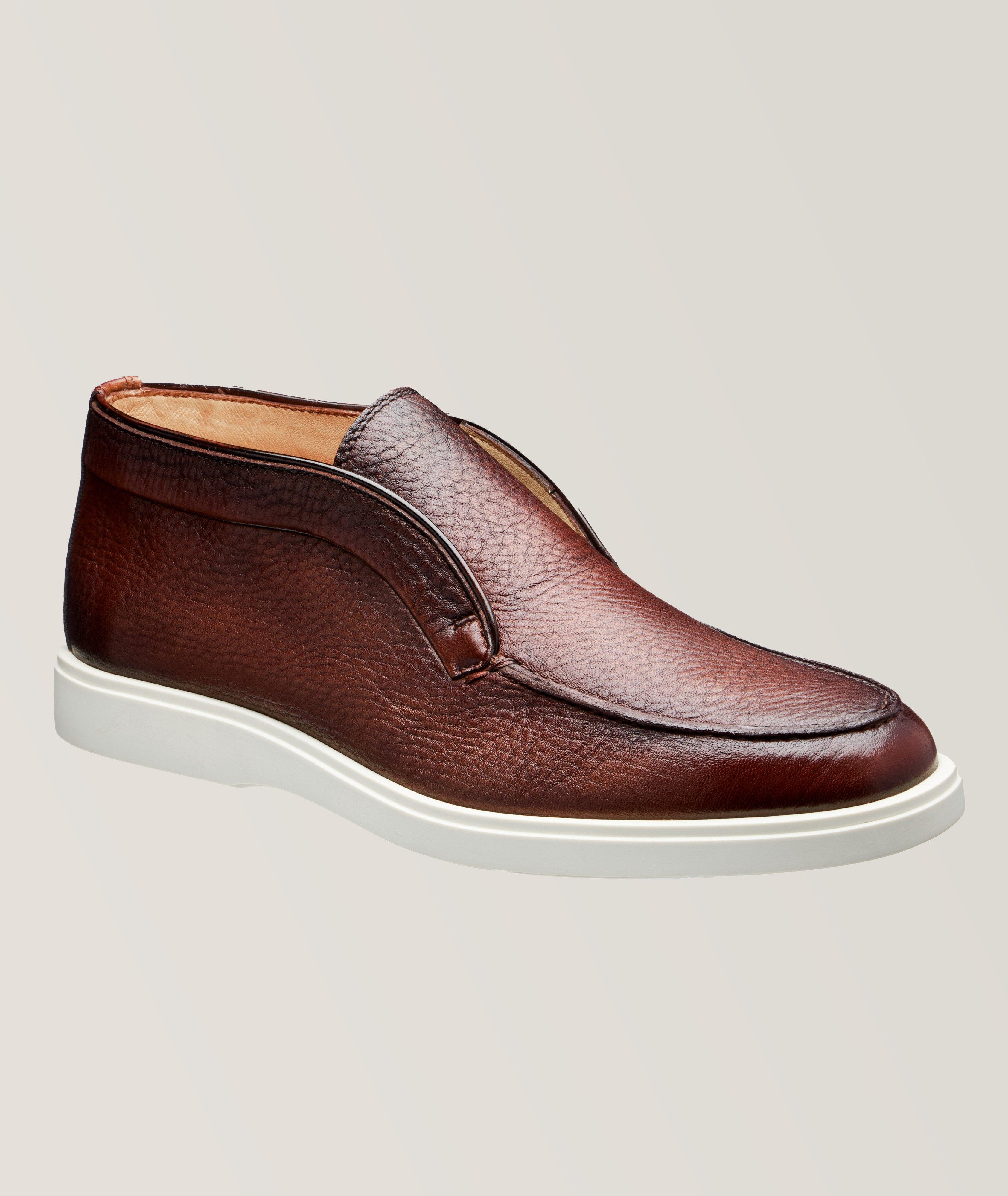 Santoni Bottillon En Cuir Grenu En Brun , Taille Homme 6.5