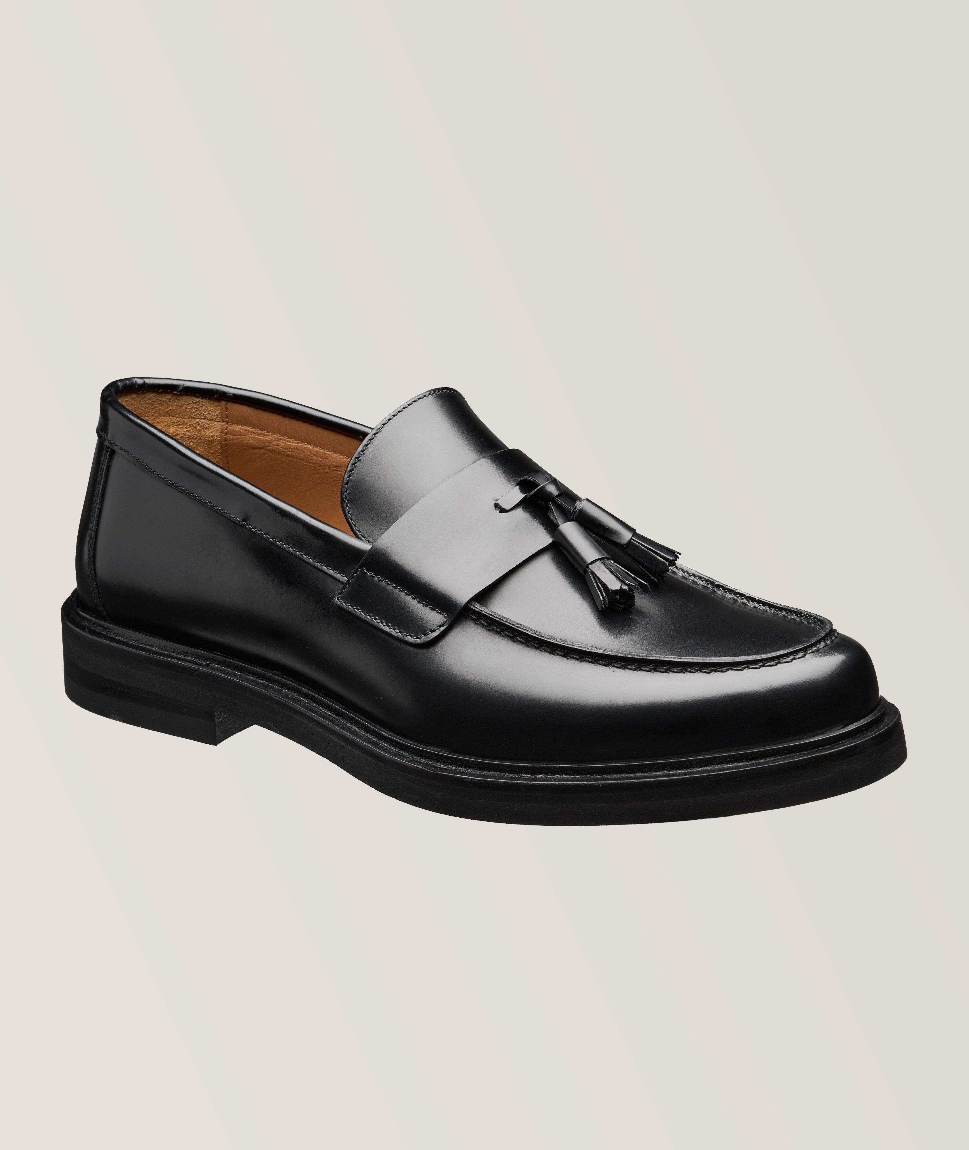 Polished Leather Tassel Loafers