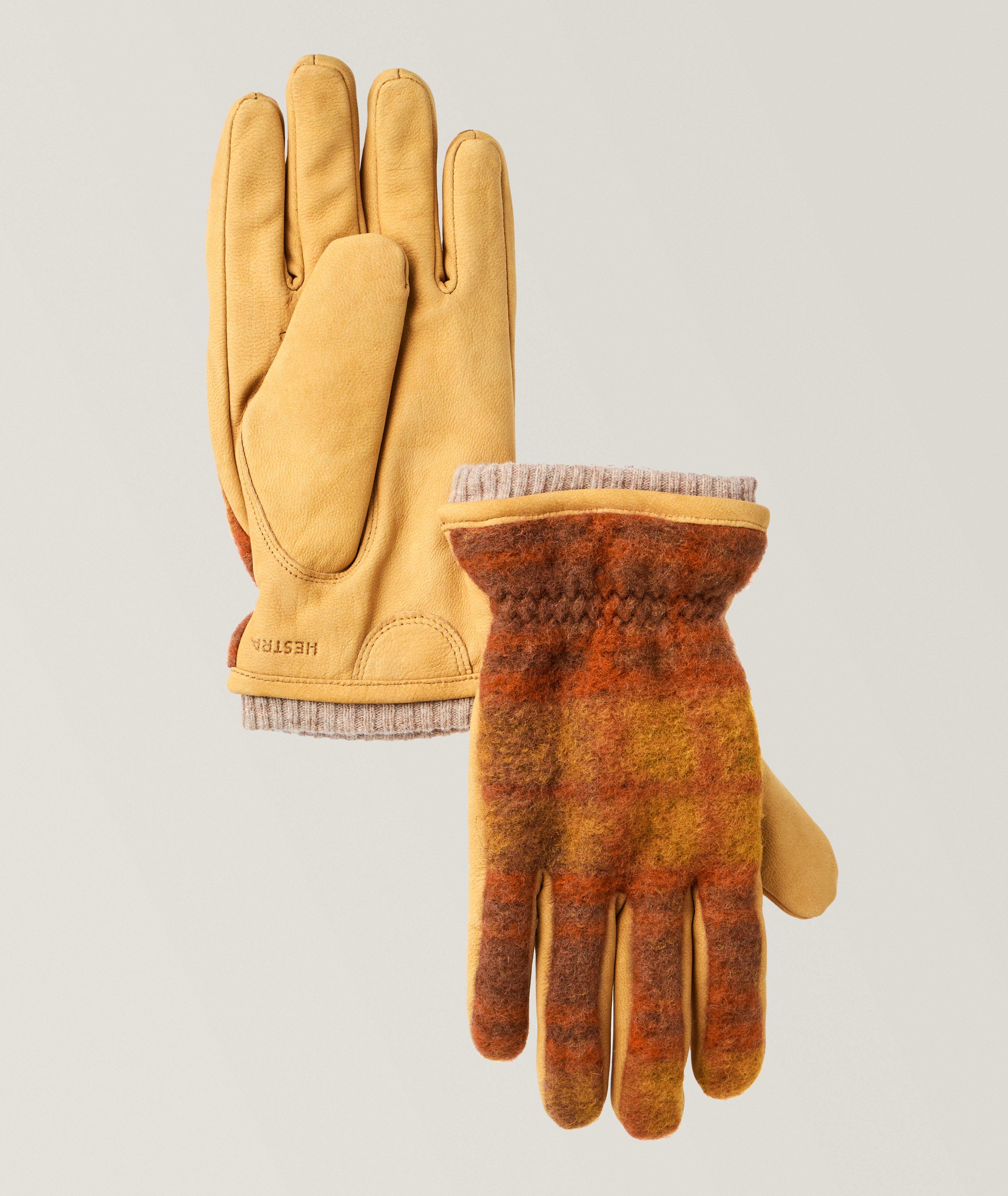 Noah Plaid Wool-Blend & Leather Gloves