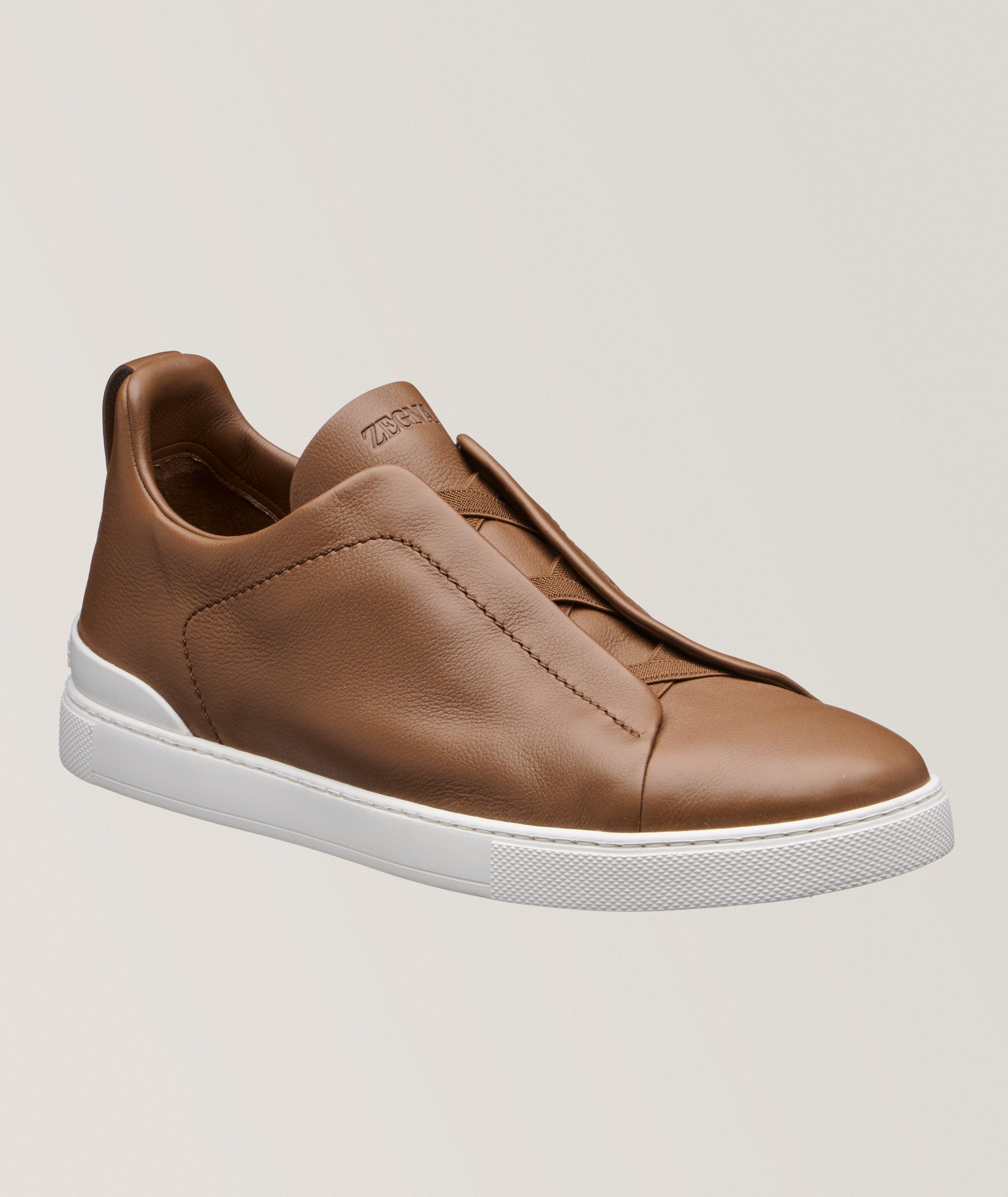 Zegna Chaussure Sport En Cuir Secondskin, Collection Triple Stitch En Brun , Taille Homme 7