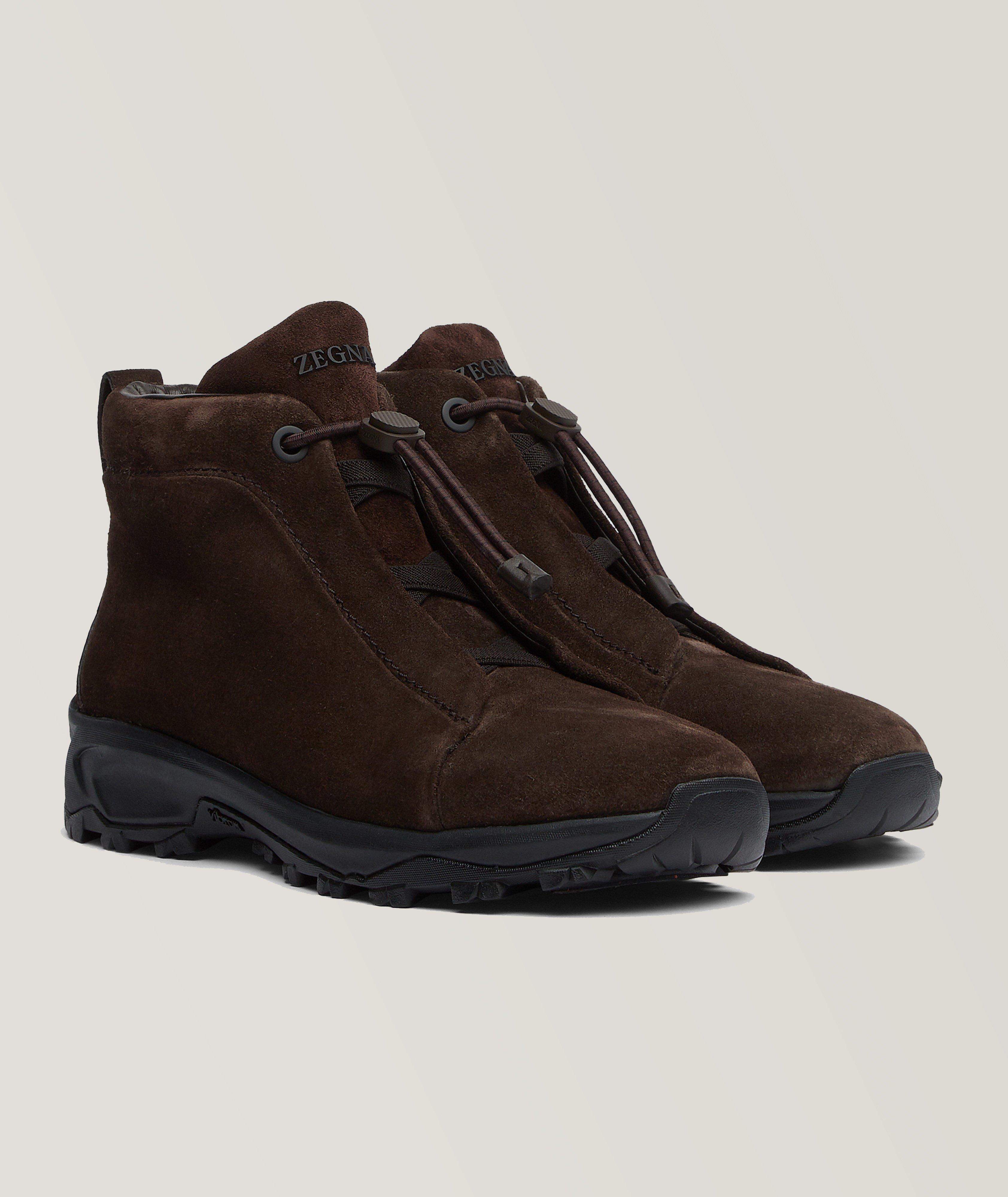 Zegna Botte Vetta En Suède, Collection Triple Stitch En Brun , Taille Homme 8.5