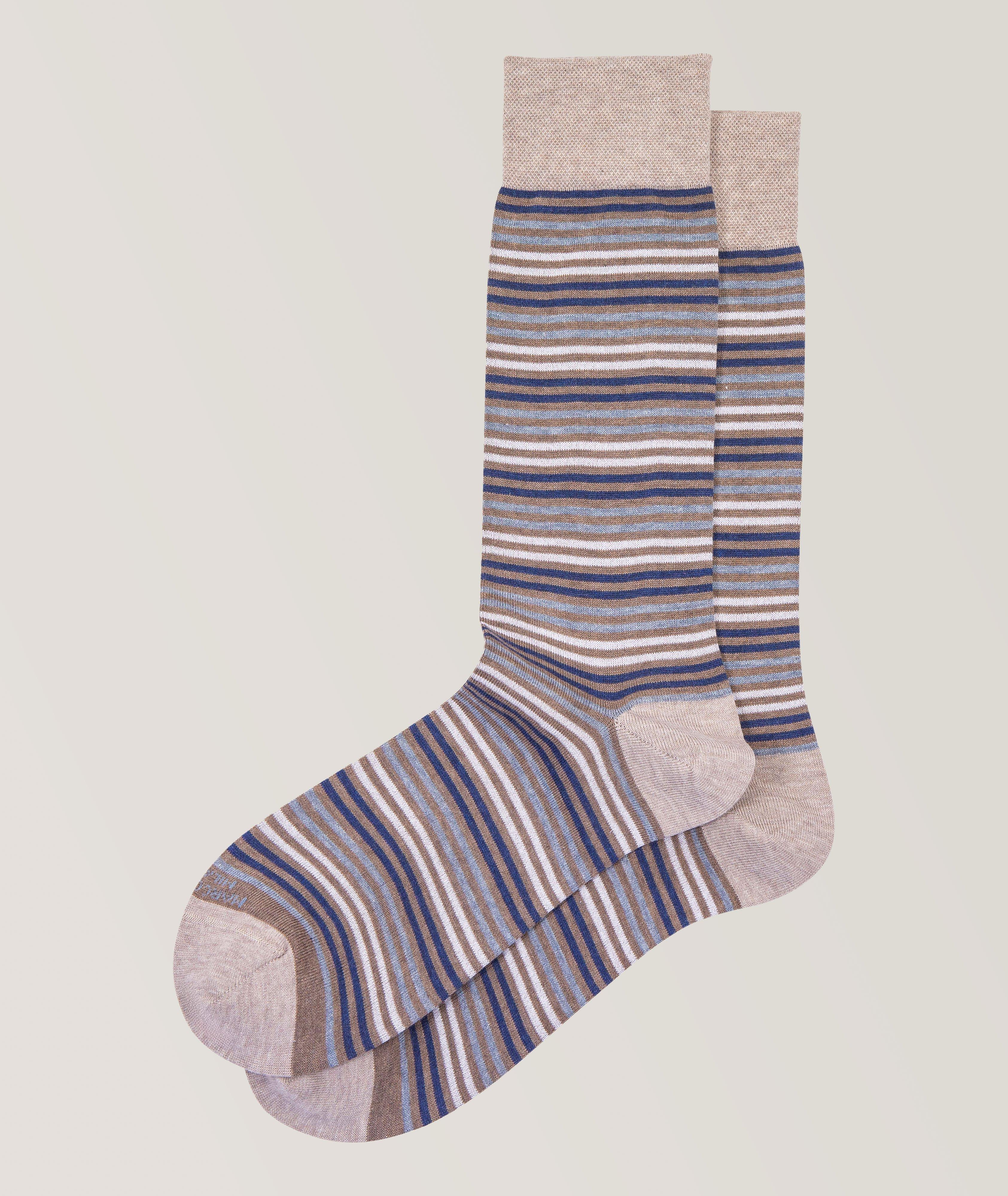 Simple Strip Pima Cotton-Blend Socks