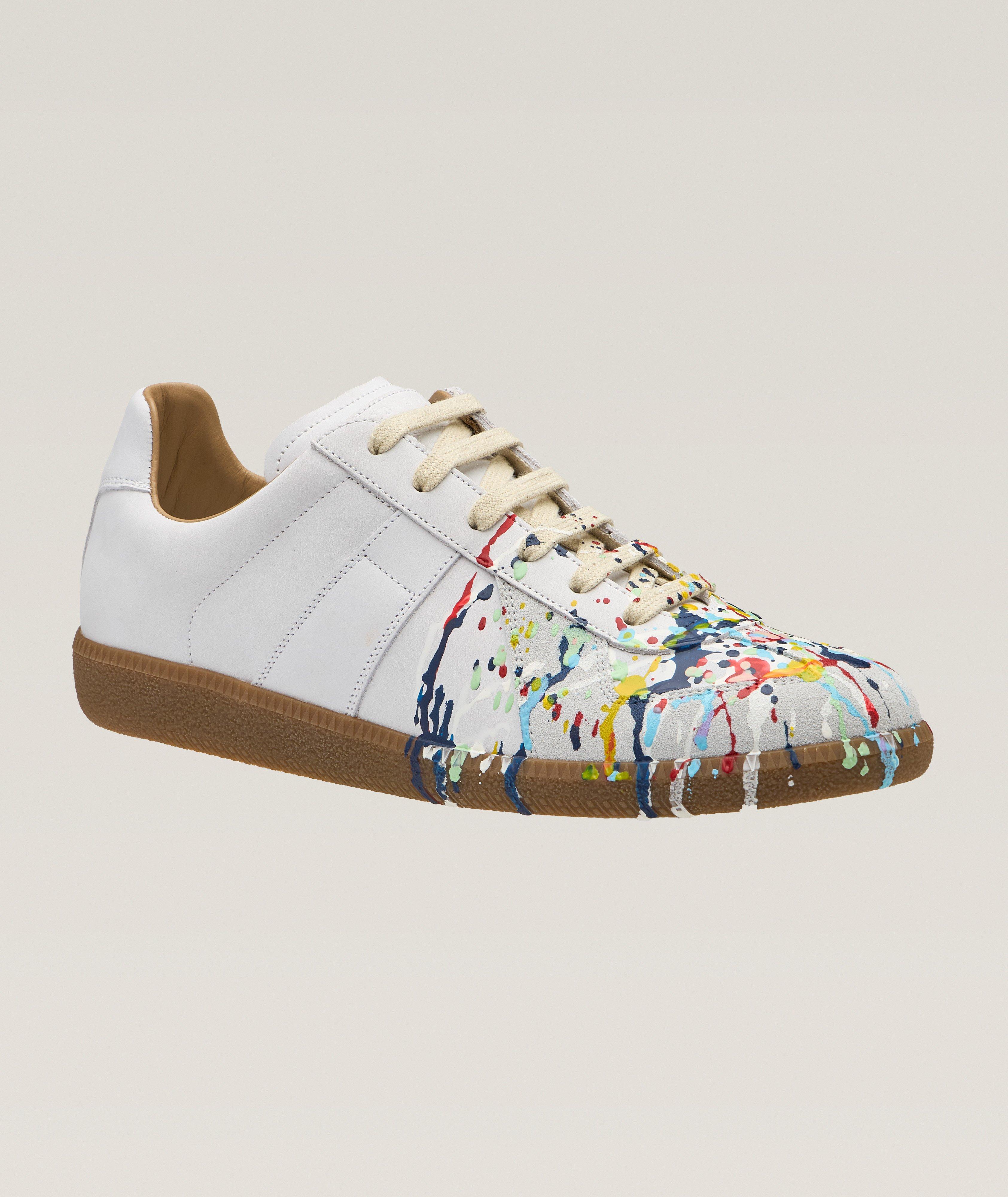 Maison Margiela Chaussure Sport Replica À Motif D’Éclaboussures En Blanc , Taille Homme 45