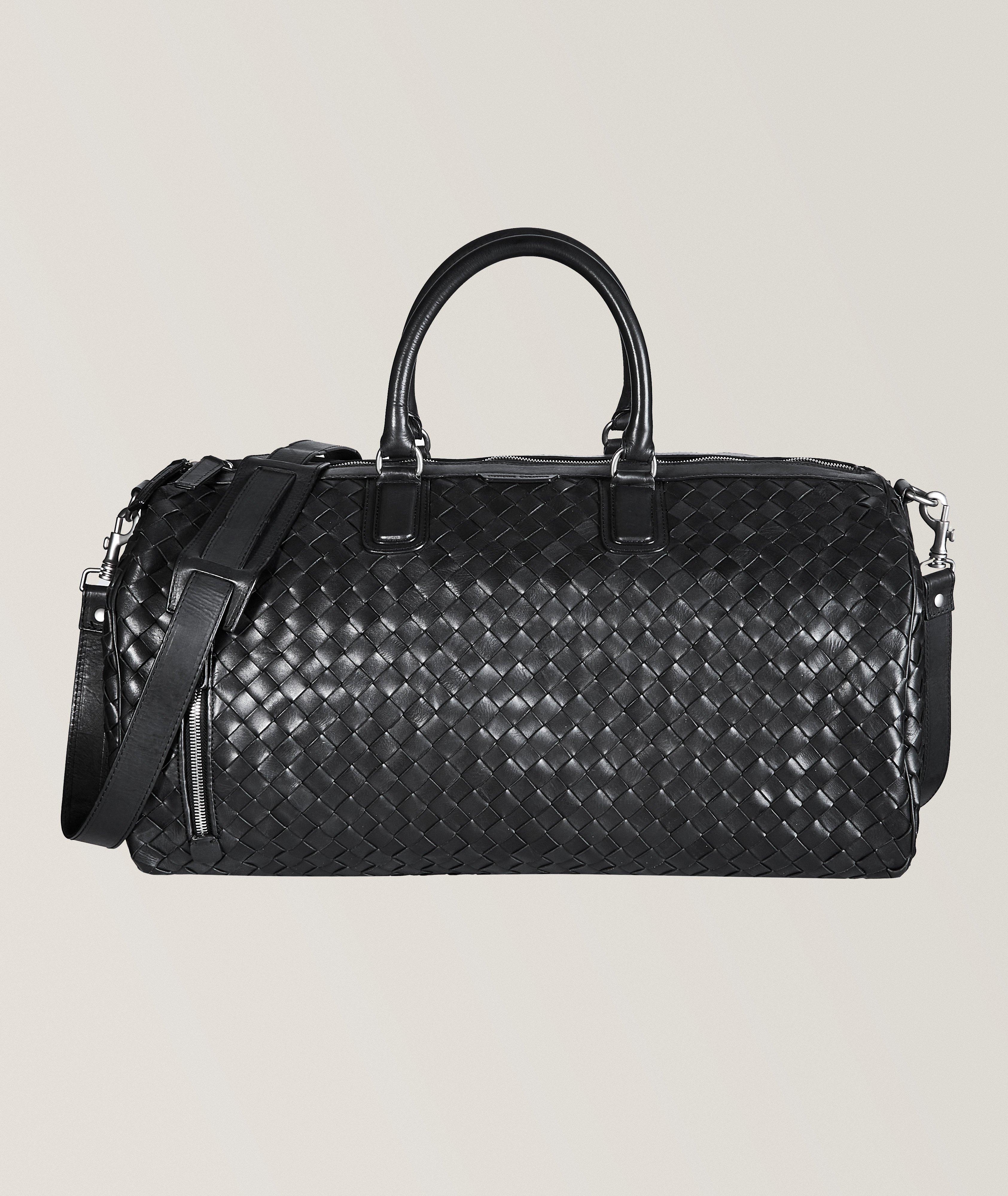 Woven Leather Weekender Bag