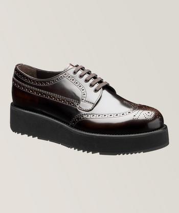 Prada Brushed Leather Derby Brogues Dress Shoes Harry Rosen