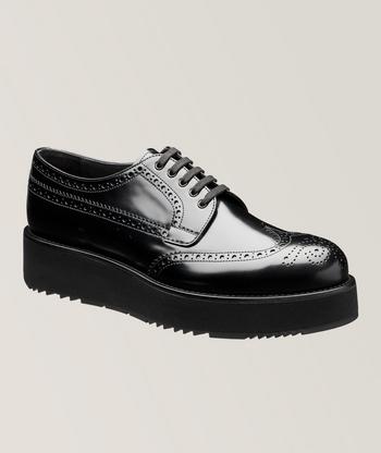 Prada Brushed Leather Derby Brogues Dress Shoes Harry Rosen