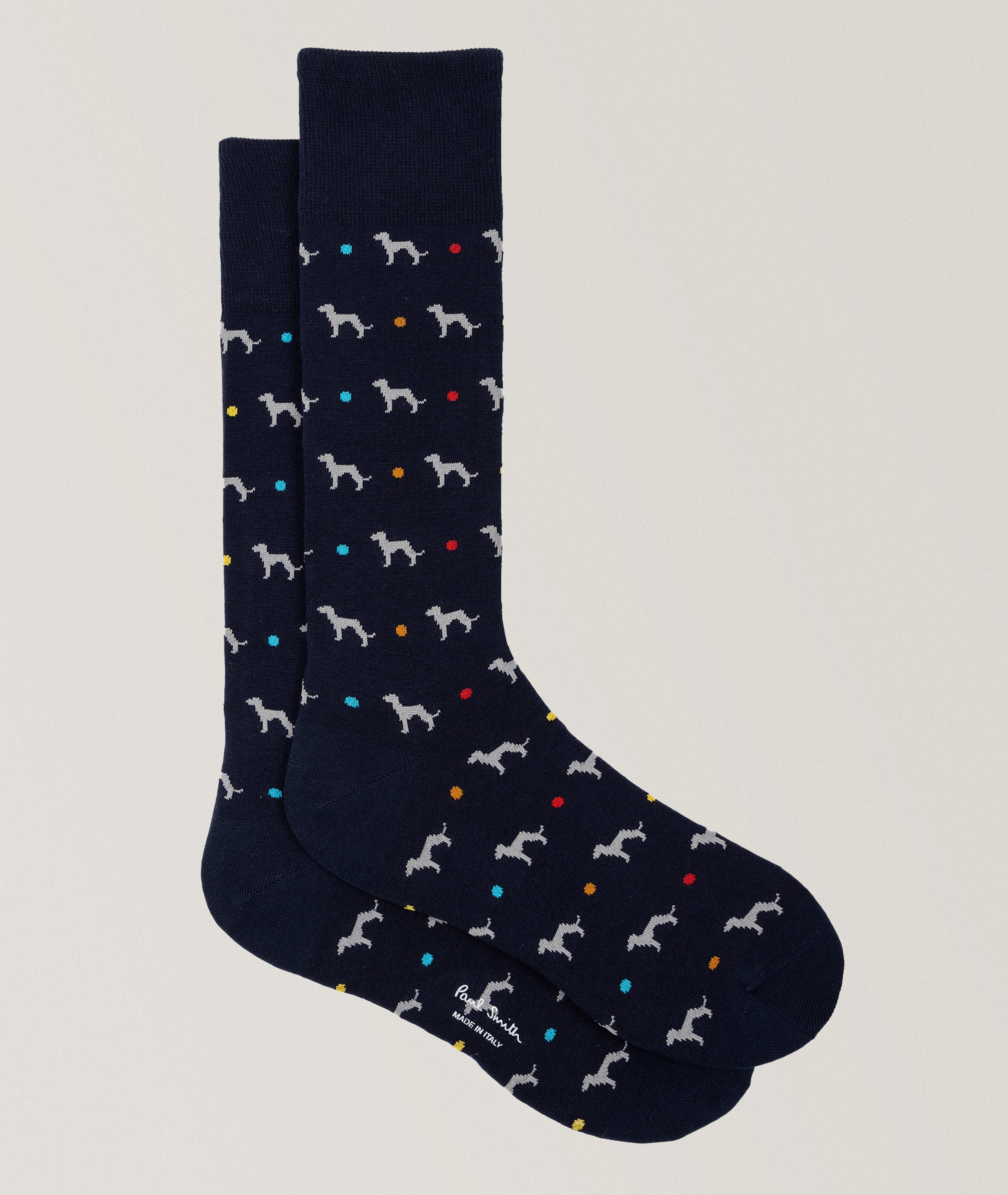 Paul Smith Chaussettes En Mélange De Coton À Motif De Lévriers En Bleu