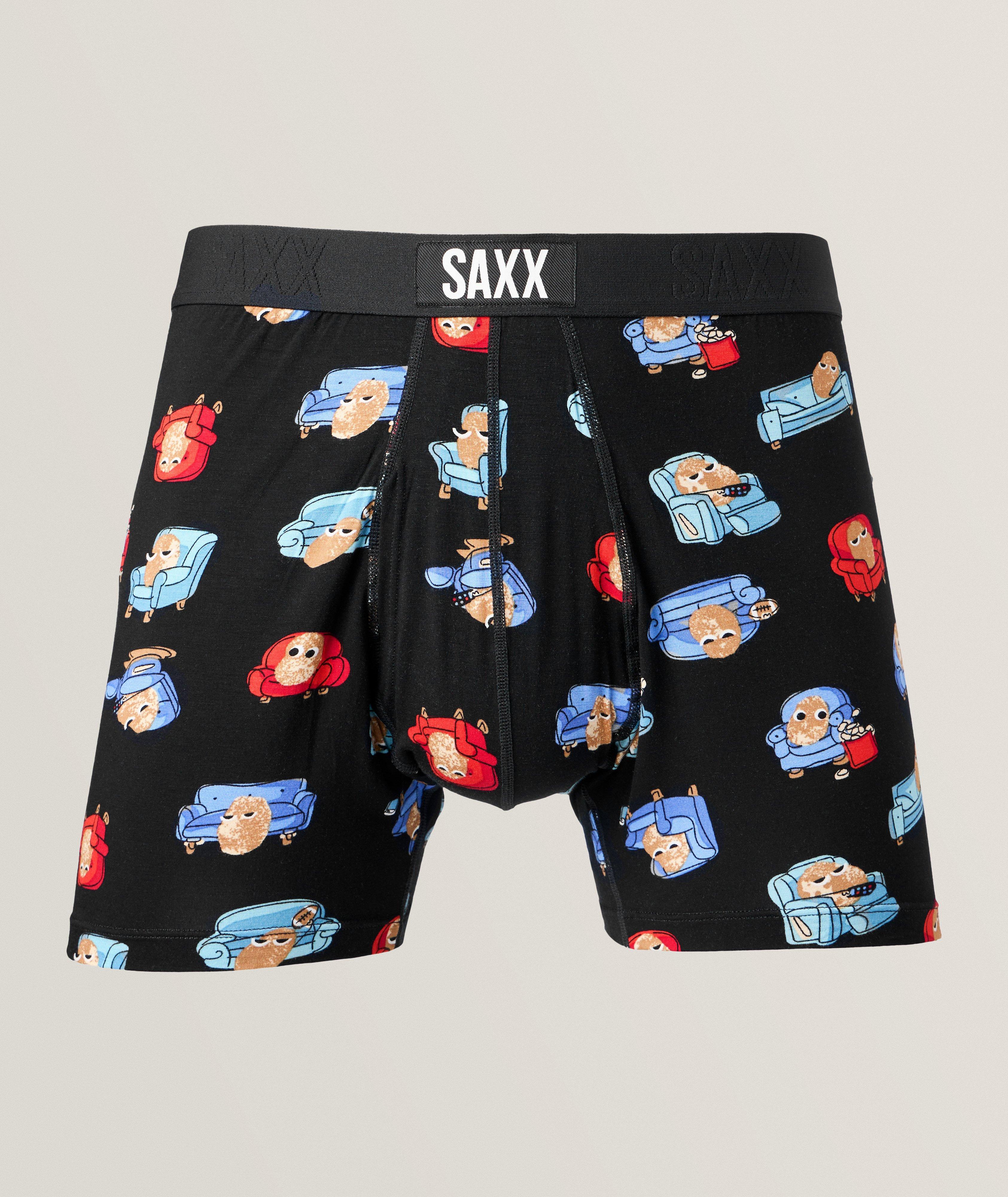 SAXX Boxeur Long Ultra À Motif De Patates De Canapé En Noir , Taille Homme TG