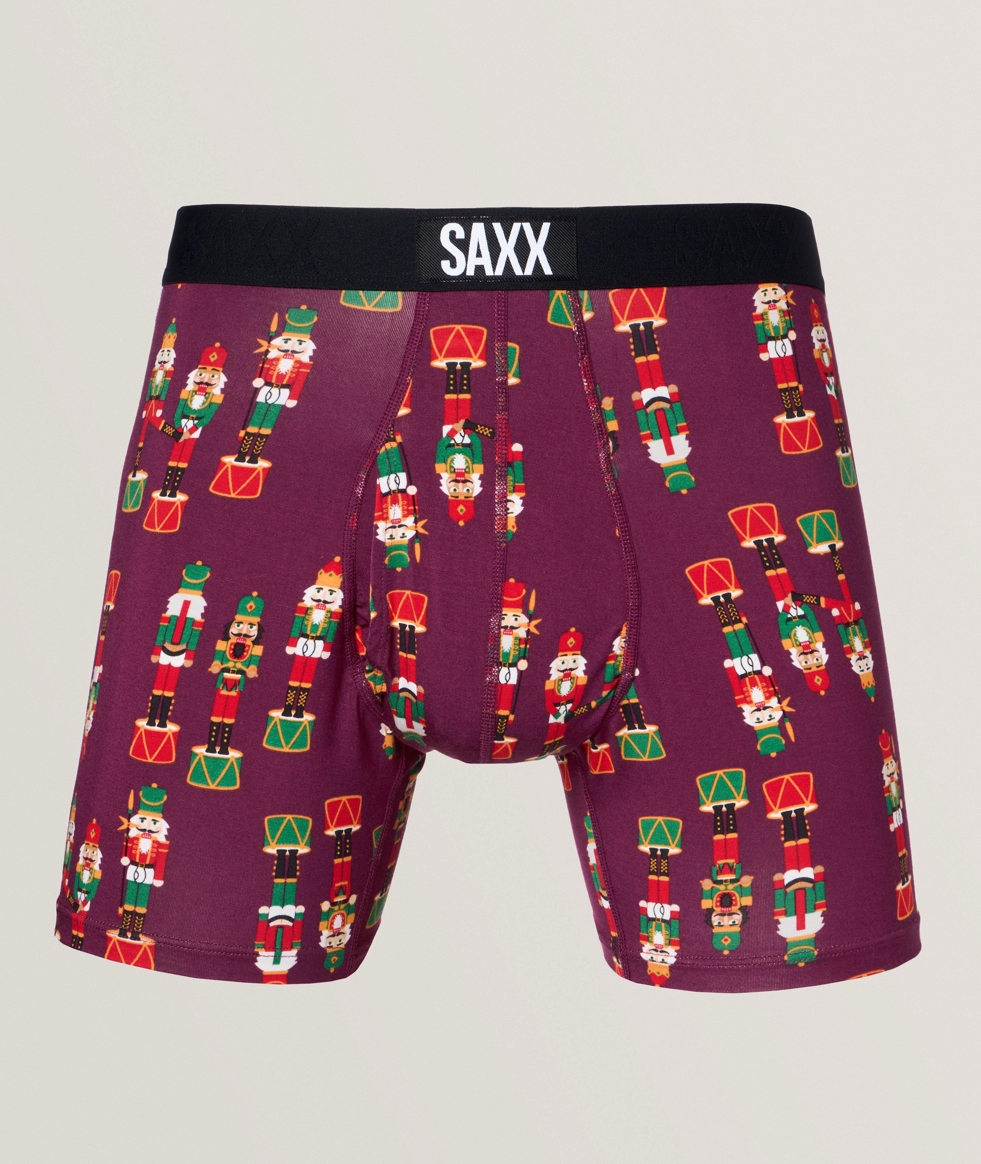 SAXX Boxeur Long Ultra À Motif Des Fêtes En Rouge , Taille Homme Moyen