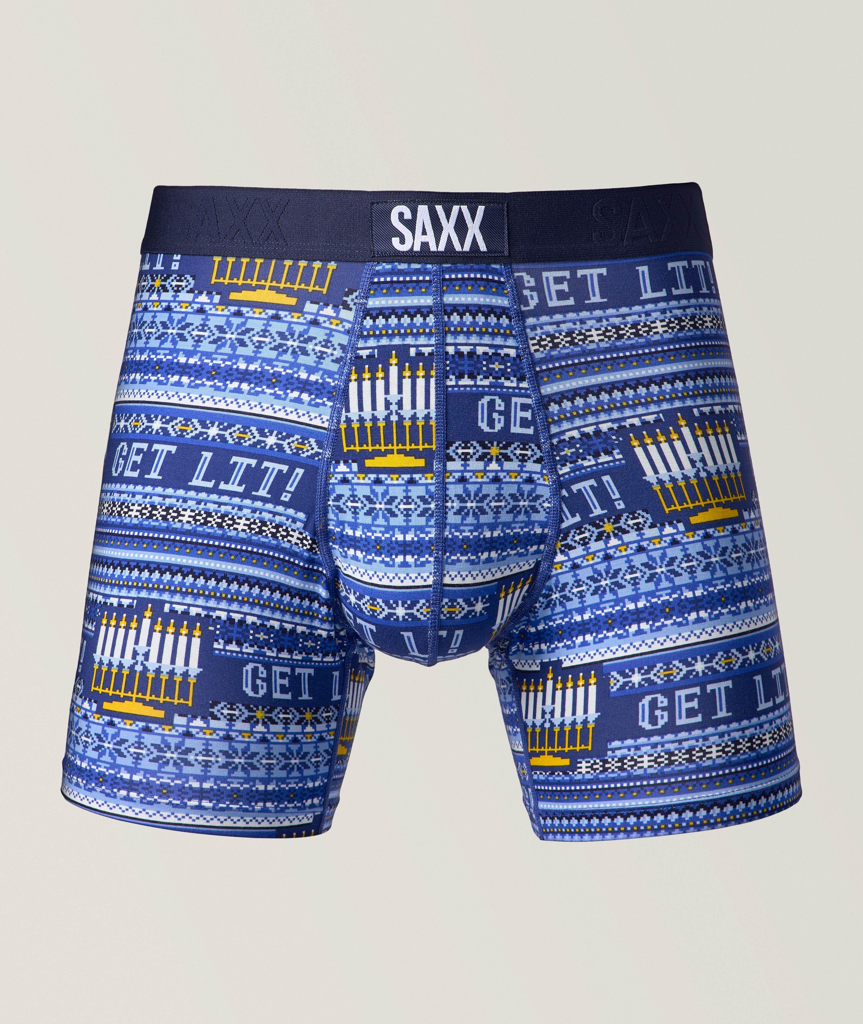 SAXX Boxeur Long Vibe À Motif Inspiré De Hanoukka En Bleu , Taille Homme Moyen