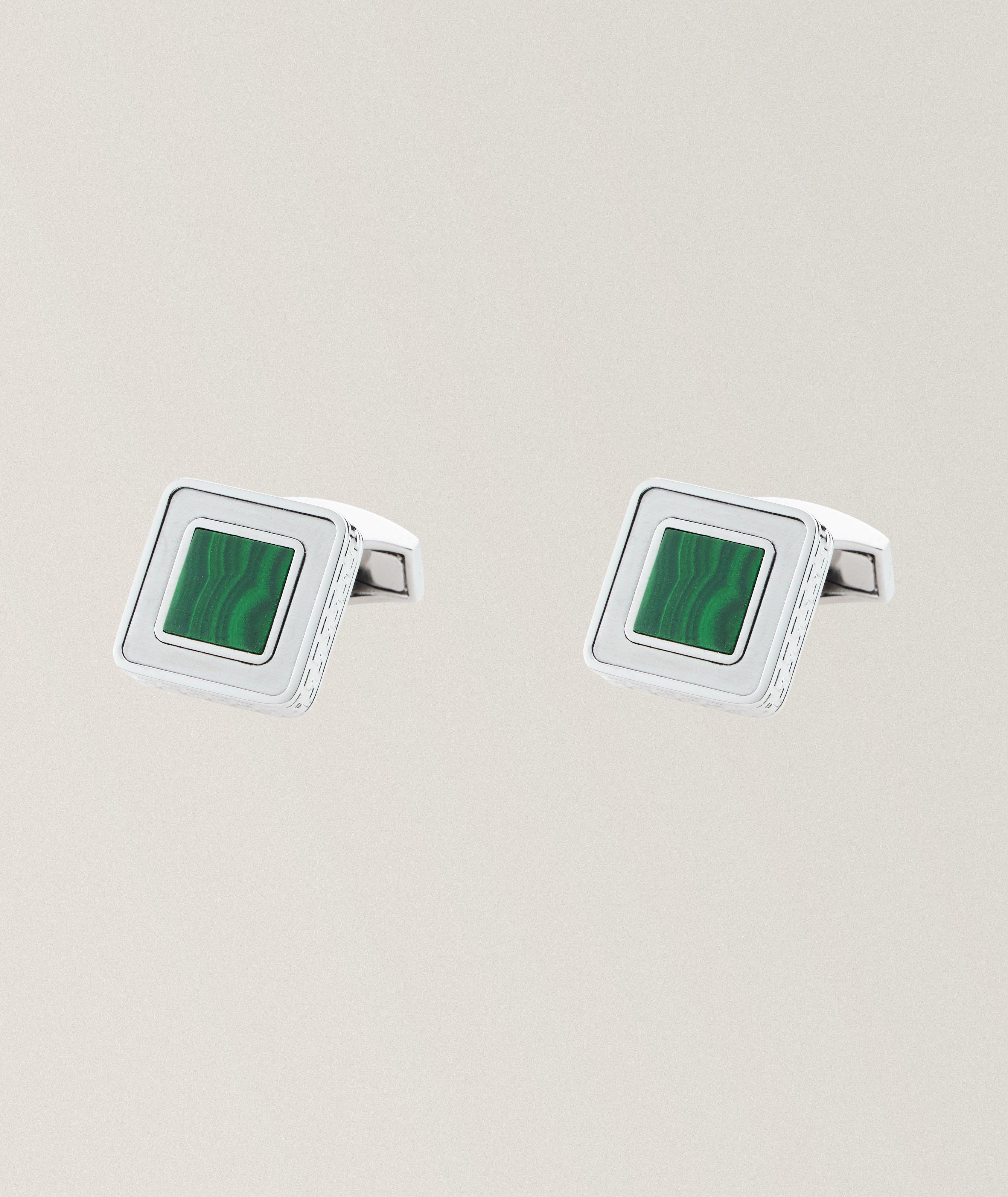 Malachite Engraved Cufflinks