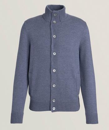 Hotsell Patrick Hellmann Collection men's cardigan blue virgin wool silk cashmere