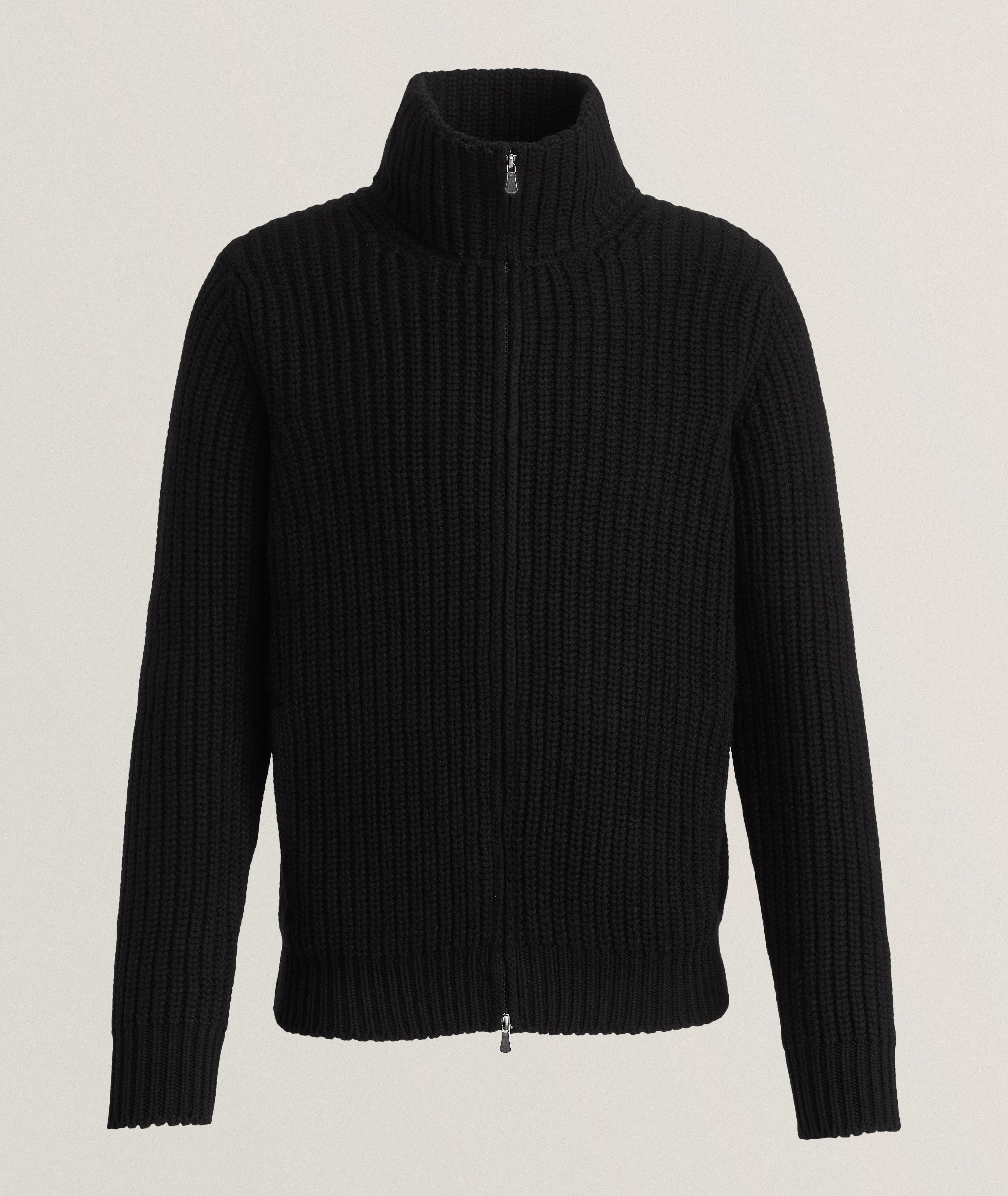 Gran Sasso Pull En Tricot Épais À Glissière En Noir , Taille Homme 48