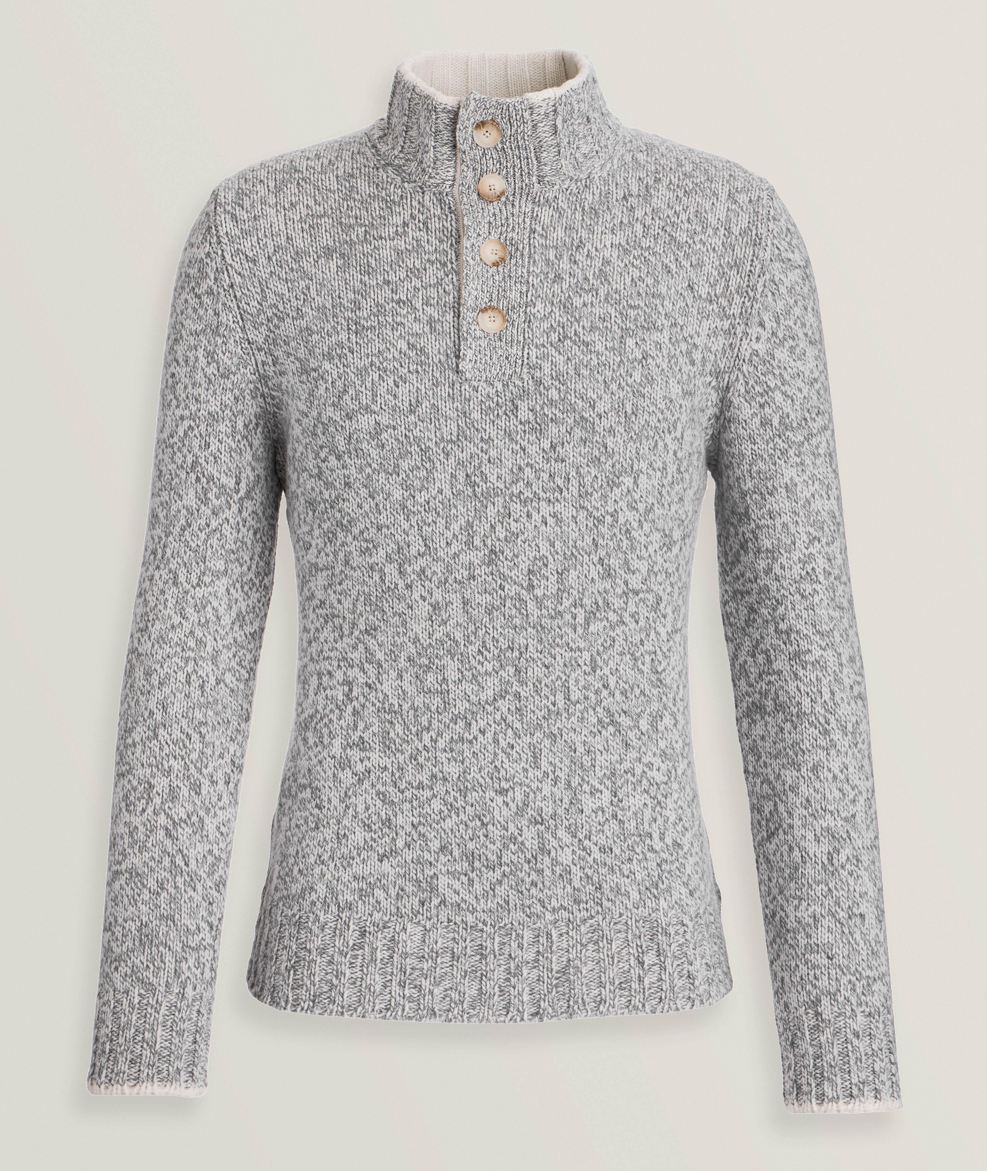 Gran Sasso Pull En Laine Vierge Chinée En Gris , Taille Homme 54