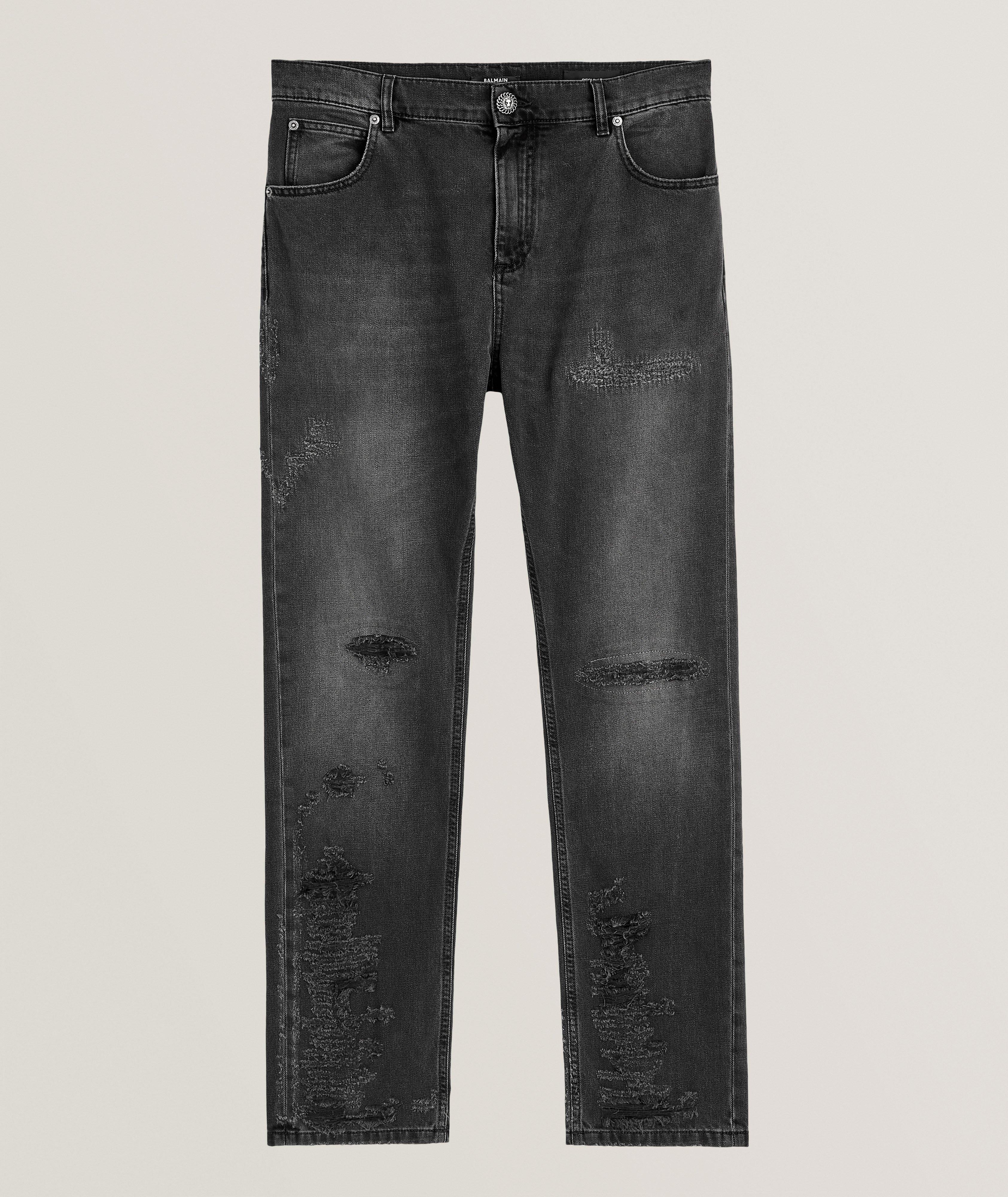 Balmain Distressed Straight Jeans 