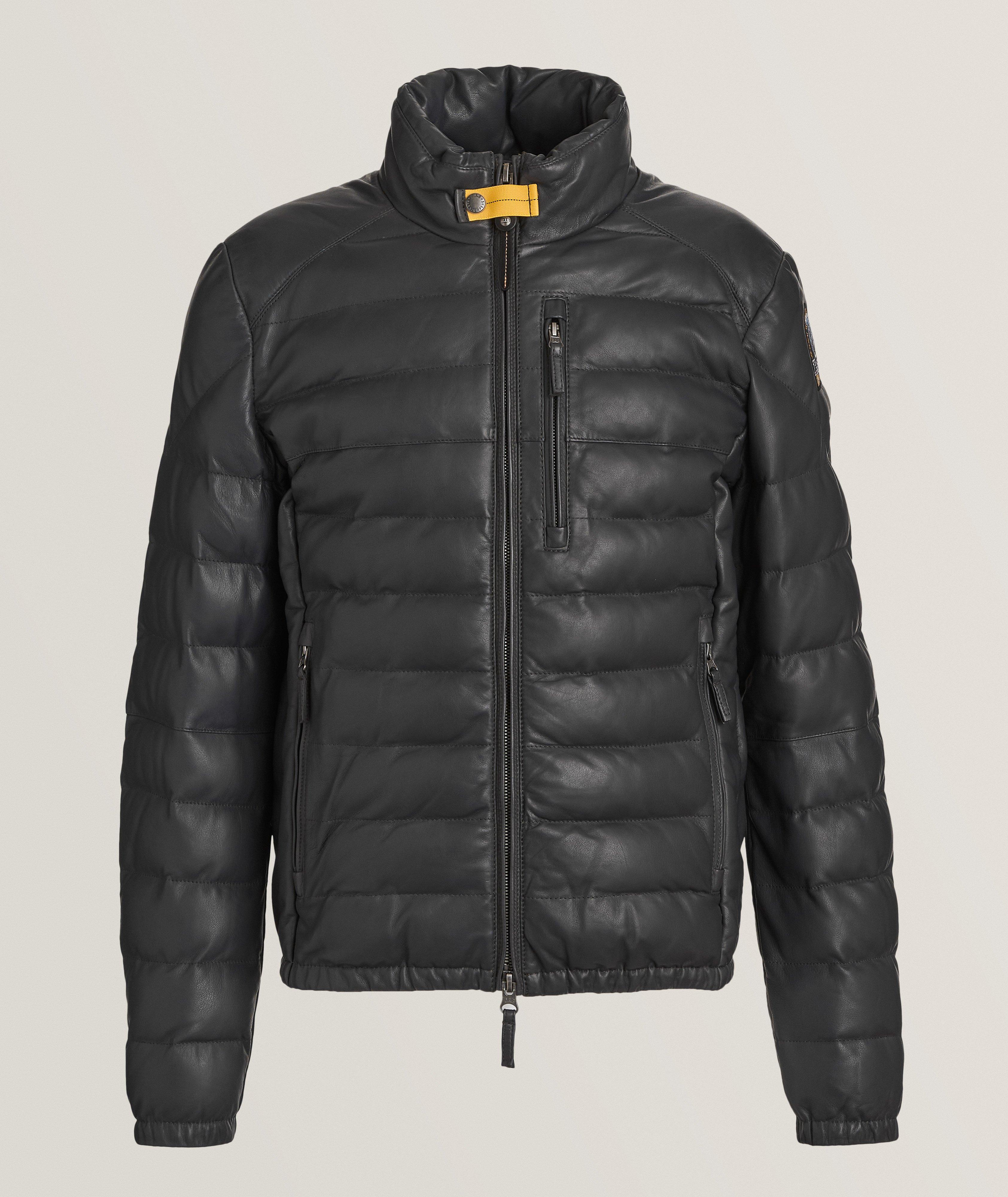 Parajumpers Blouson Ernie Matelassé En Cuir En Noir , Taille Homme Grand