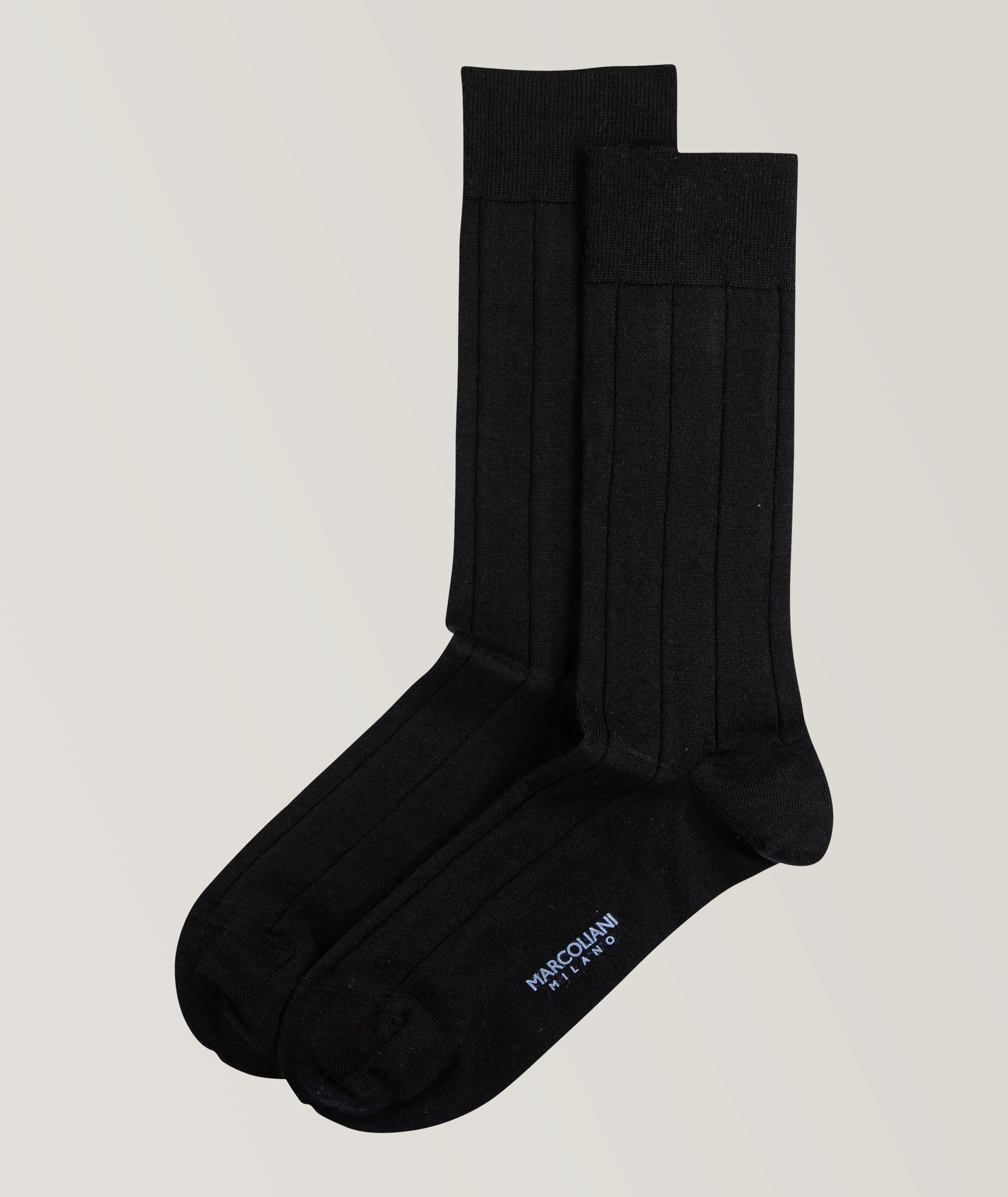 Cashmere-Blend Ribbed Dress Socks