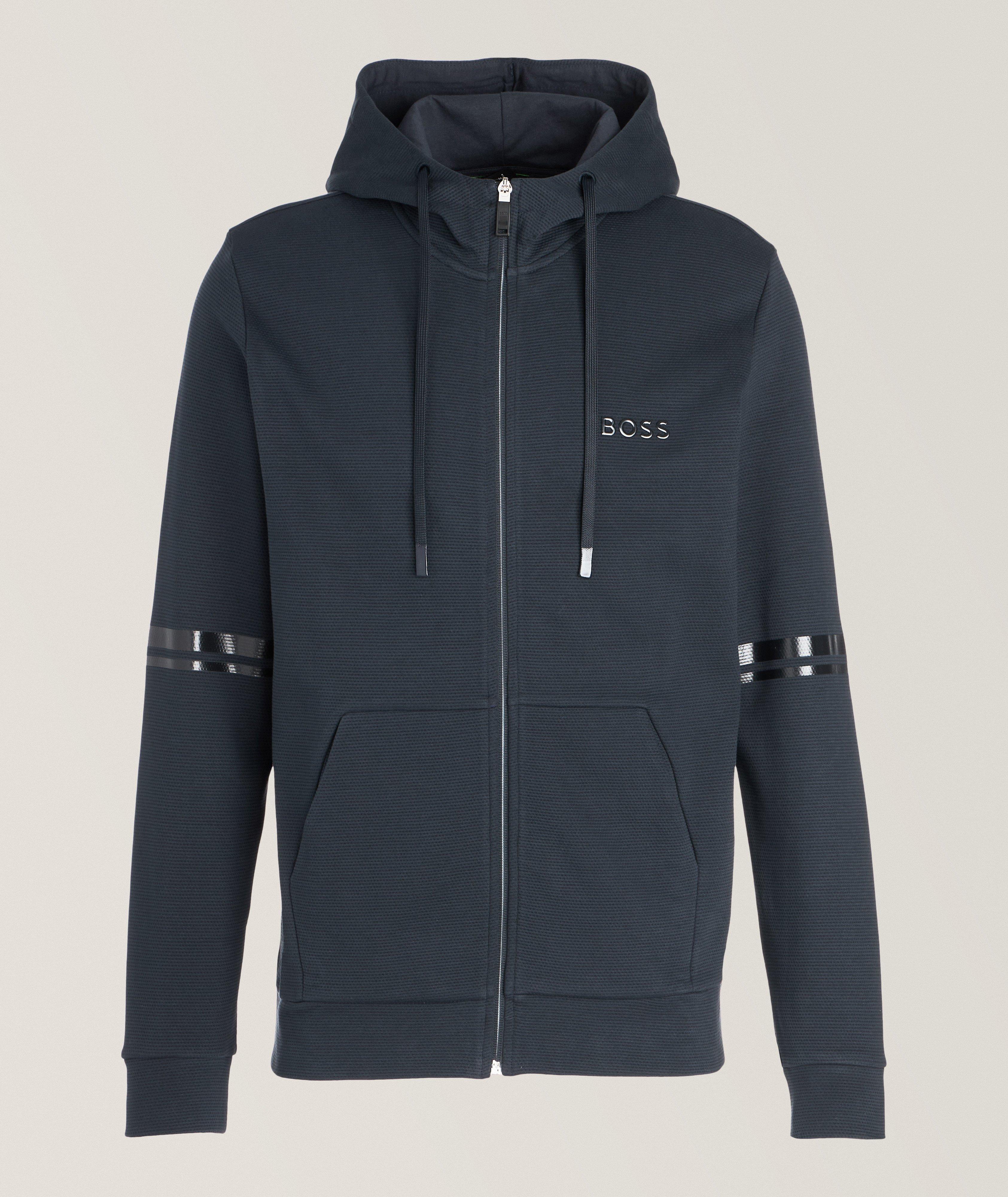 Mirror Effect Heavy Cotton Piqué Zip-Up Hooded Sweater image 0