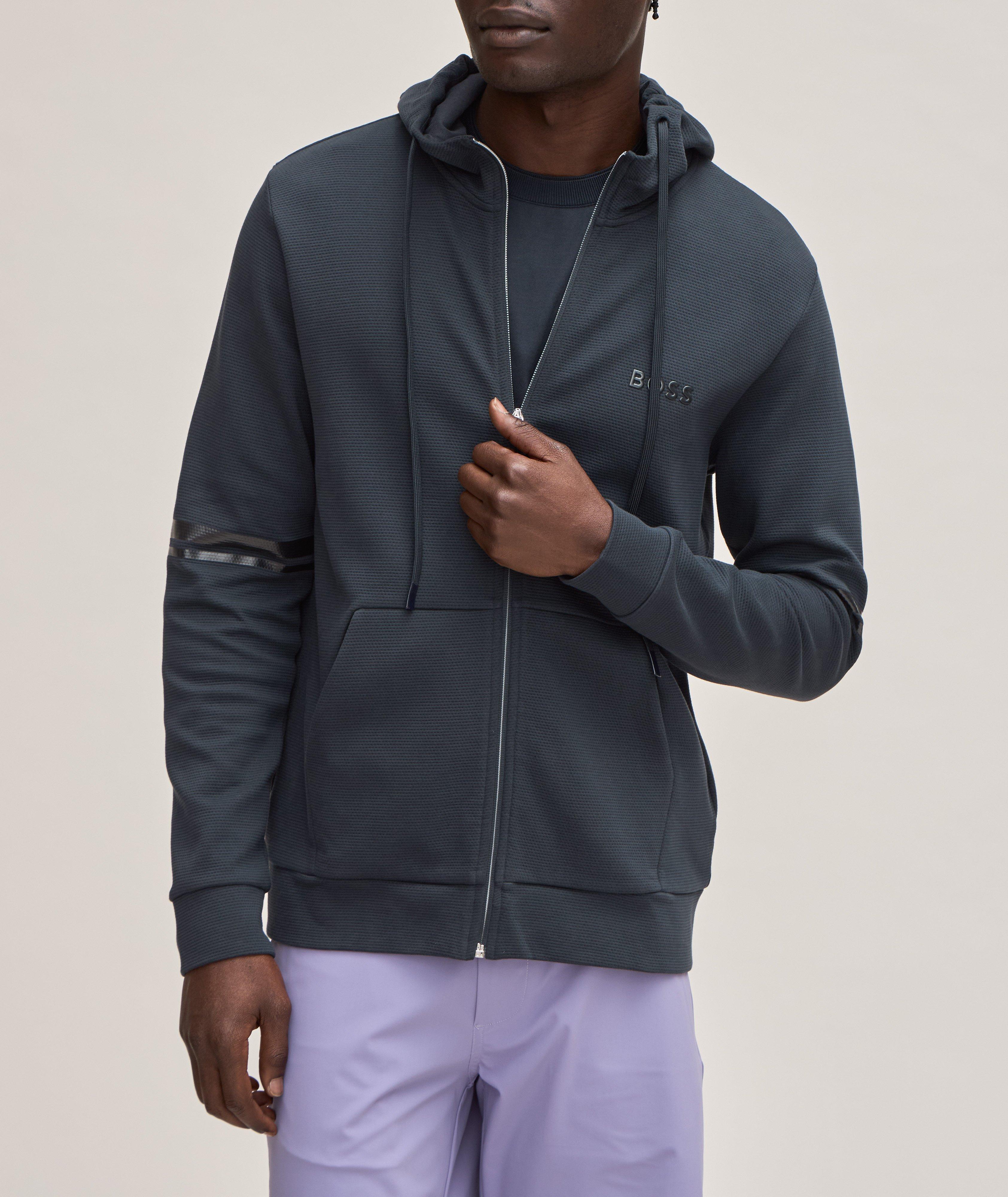 Mirror Effect Heavy Cotton Piqué Zip-Up Hooded Sweater image 1
