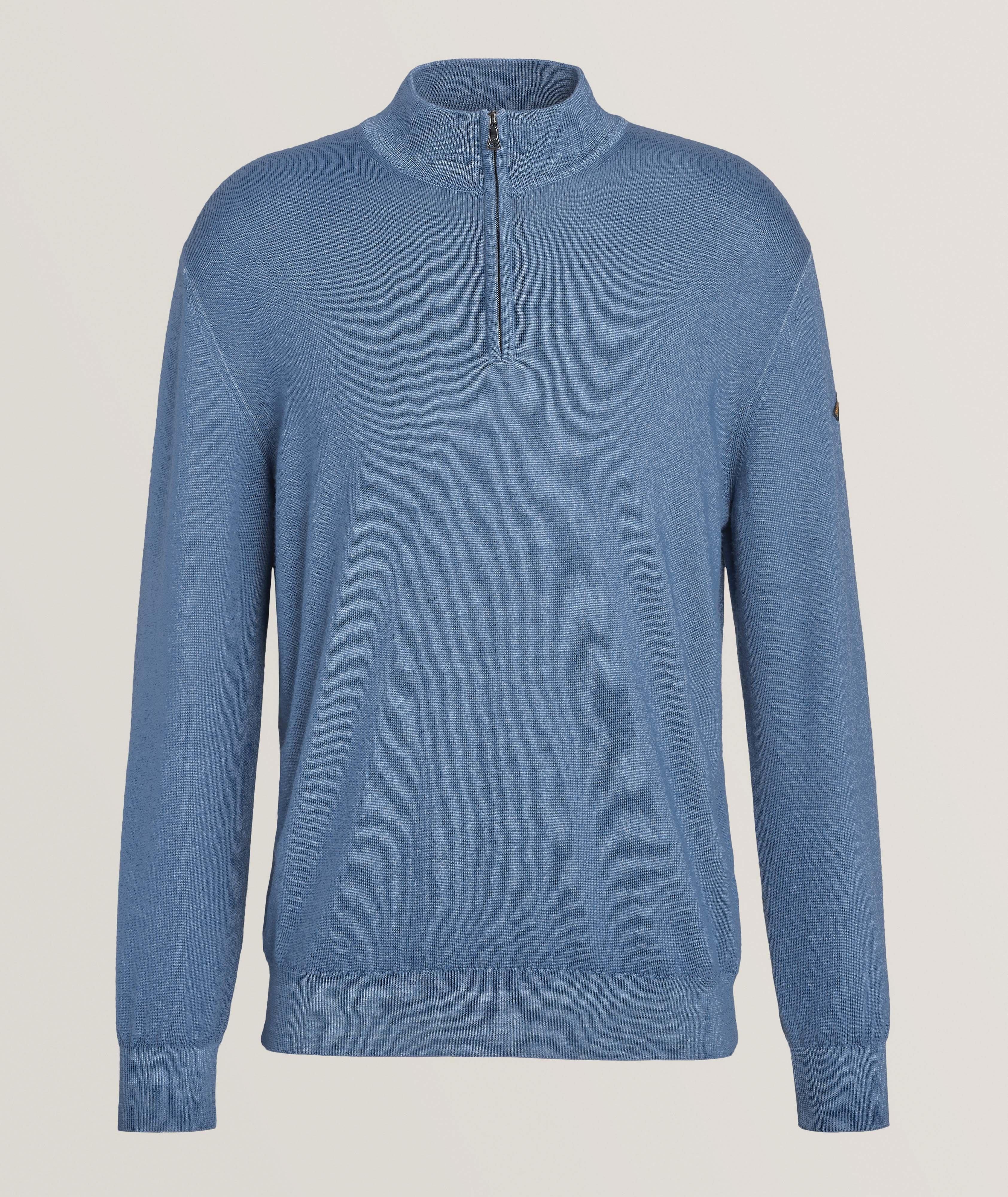 Paul & Shark Pull En Tricot De Laine À Glissière Partielle En Bleu , Taille Homme TG