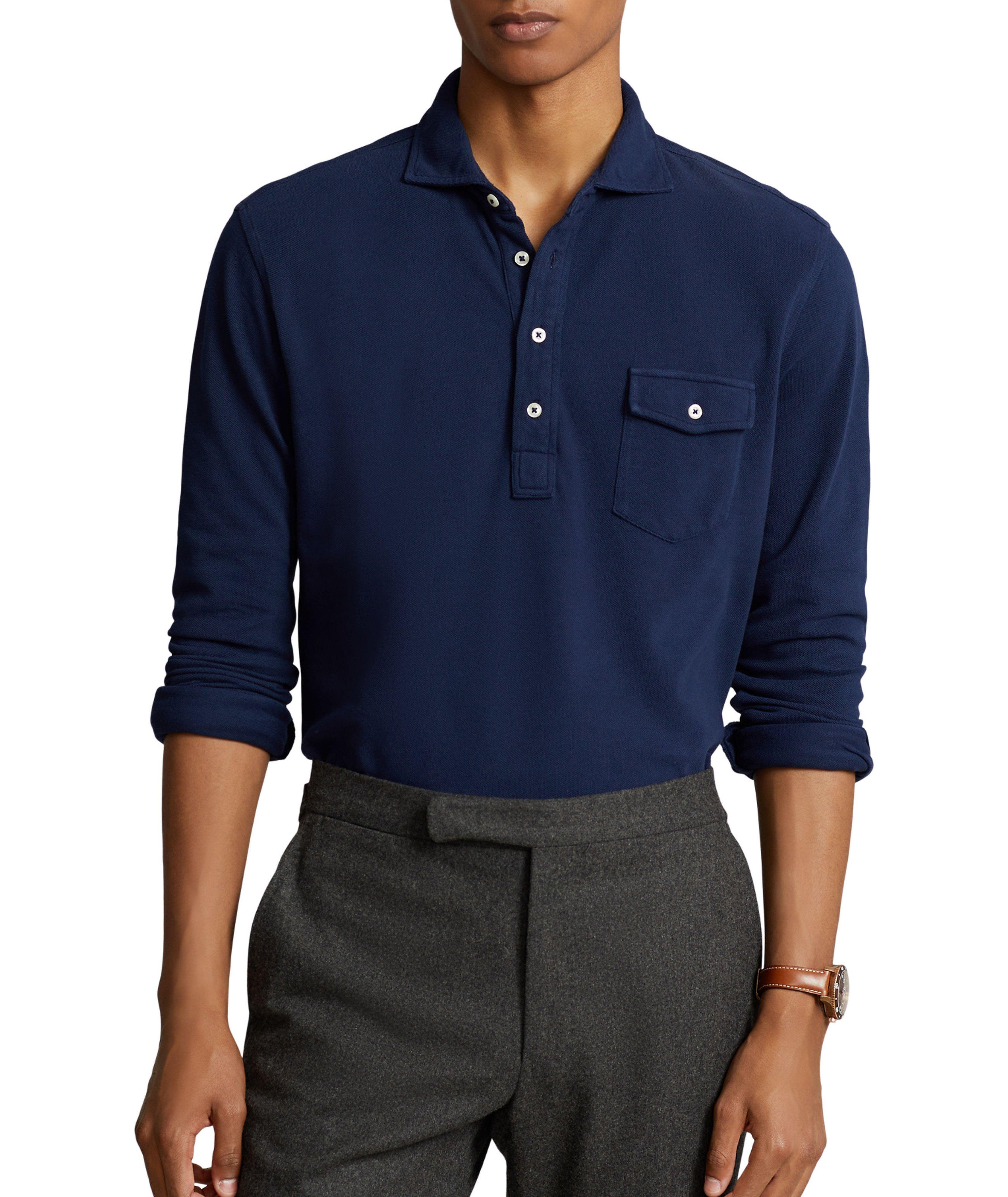 Cotton Long-Sleeve Polo image 1
