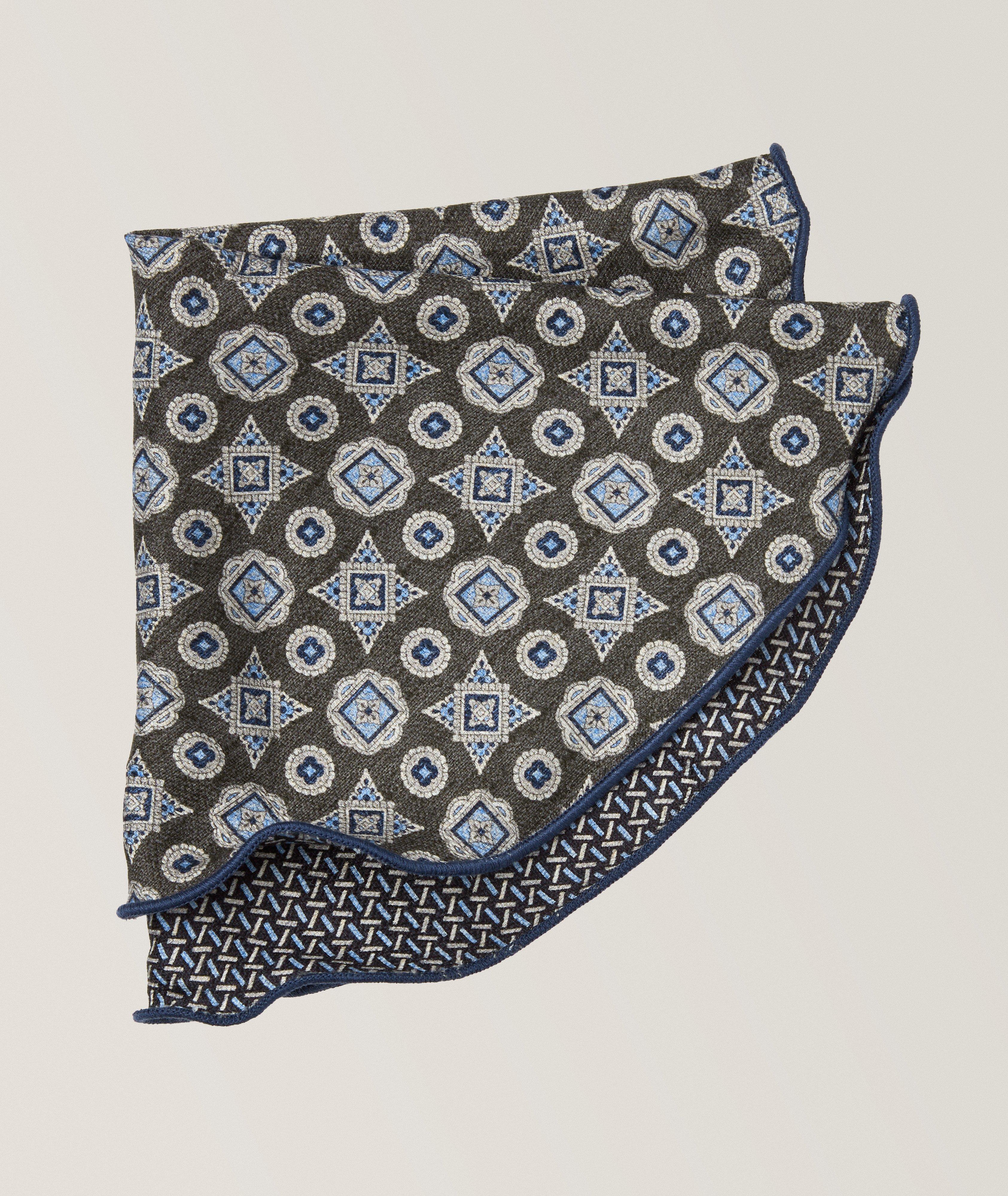 Reversible Medallion-Neat Silk Pocket Square