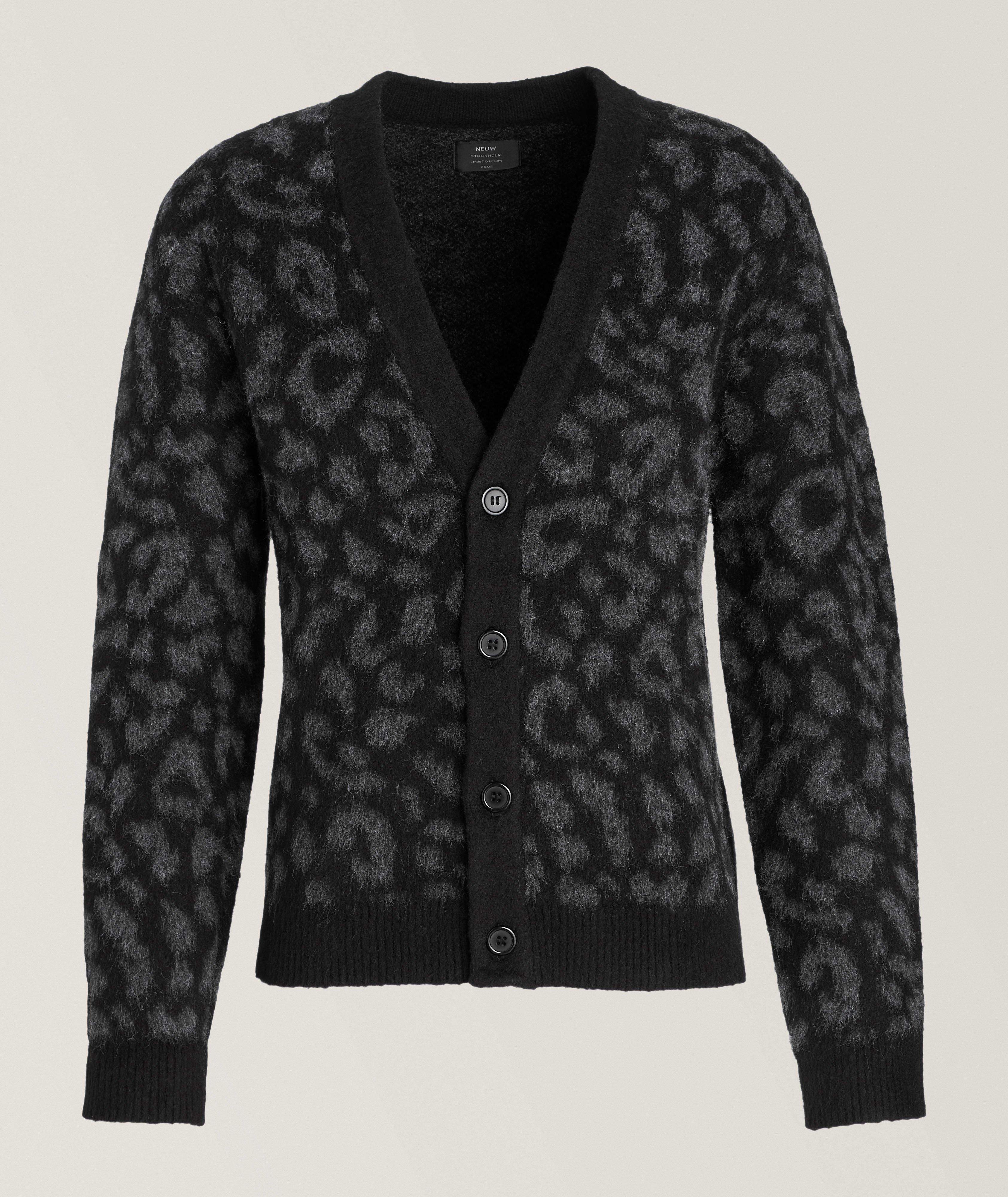 Brushed Leo Print Cotton-Blend Cardigan image 0