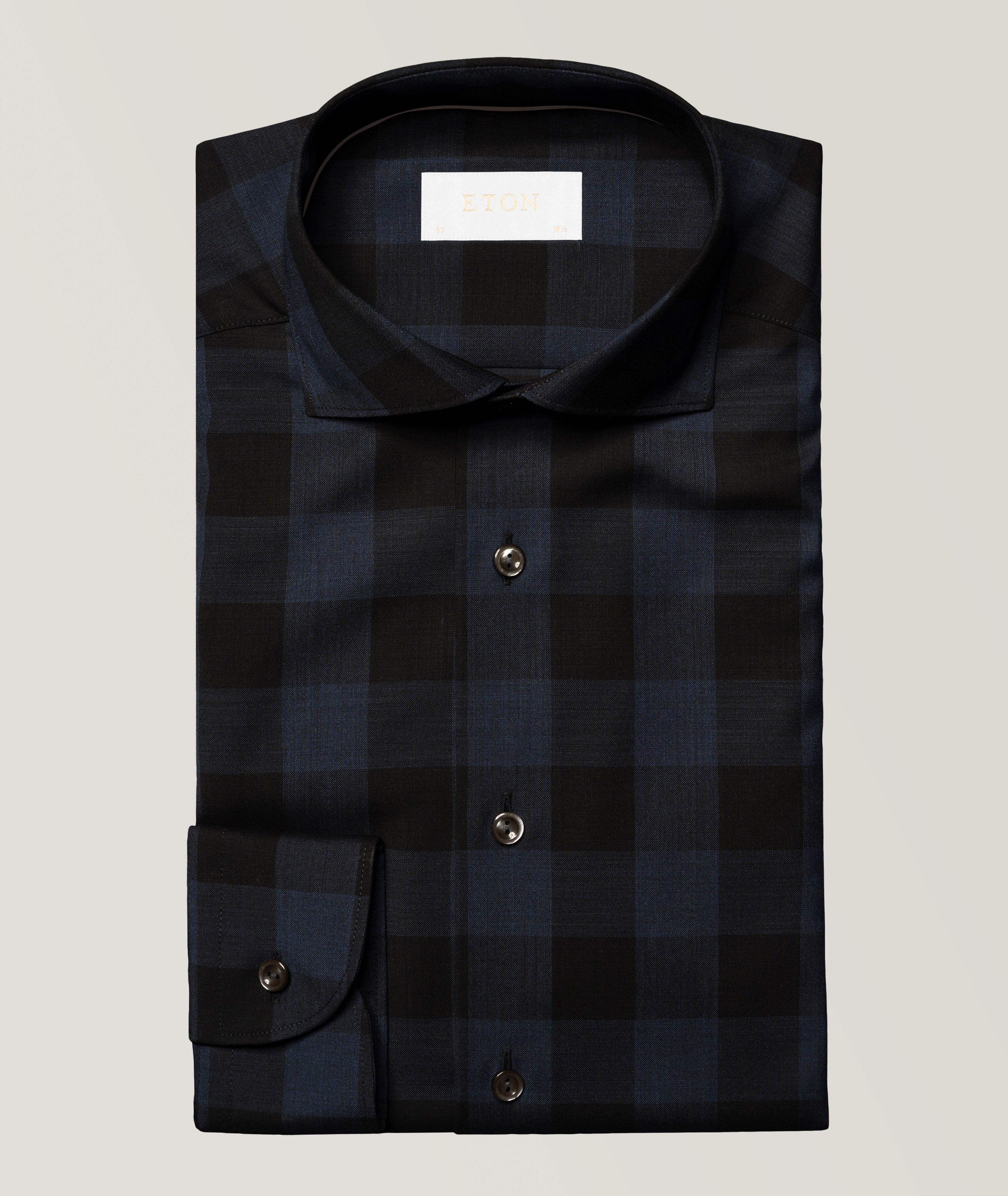 Slim-Fit Check Merino Wool Dress Shirt image 0