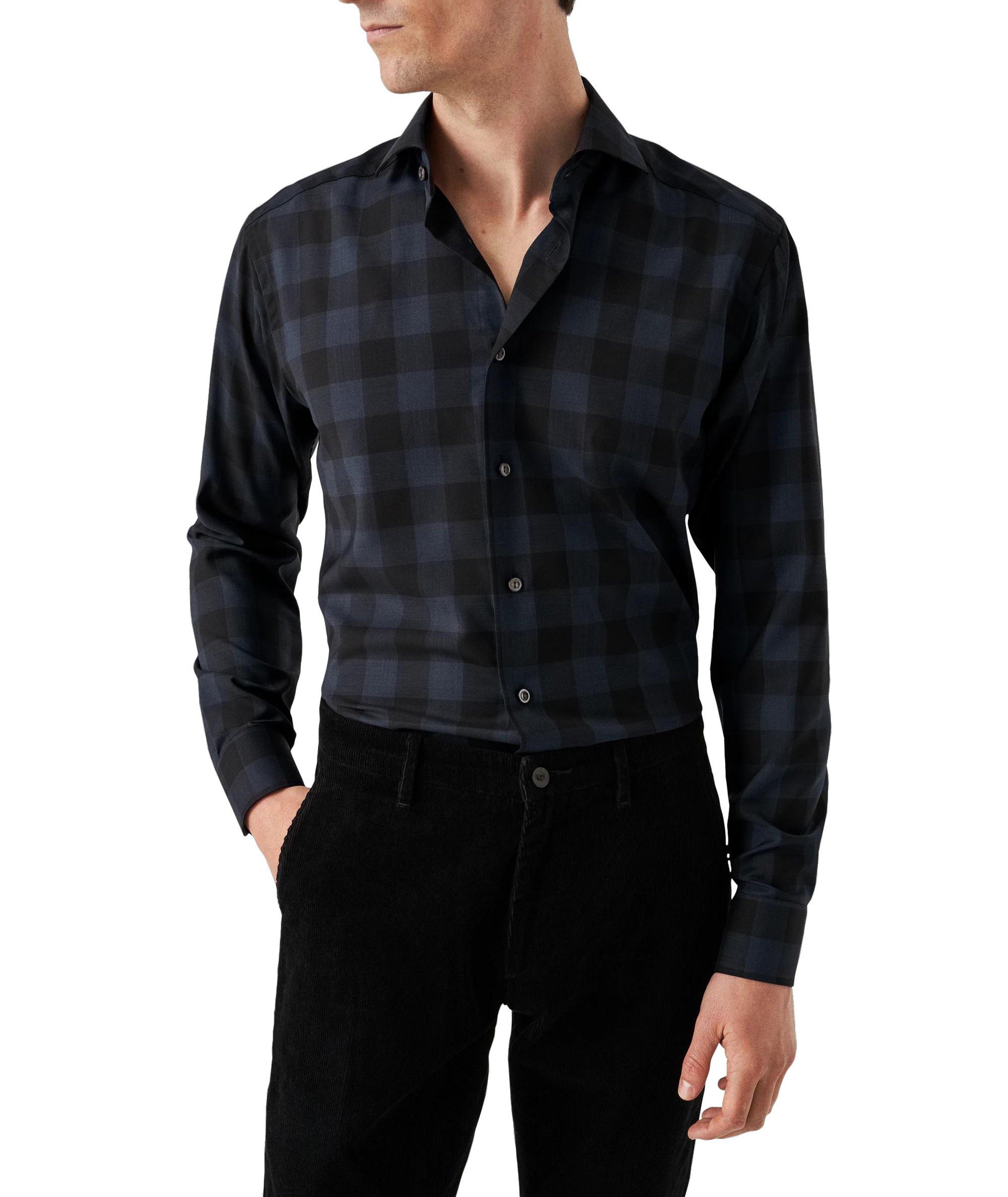 Slim-Fit Check Merino Wool Dress Shirt image 1