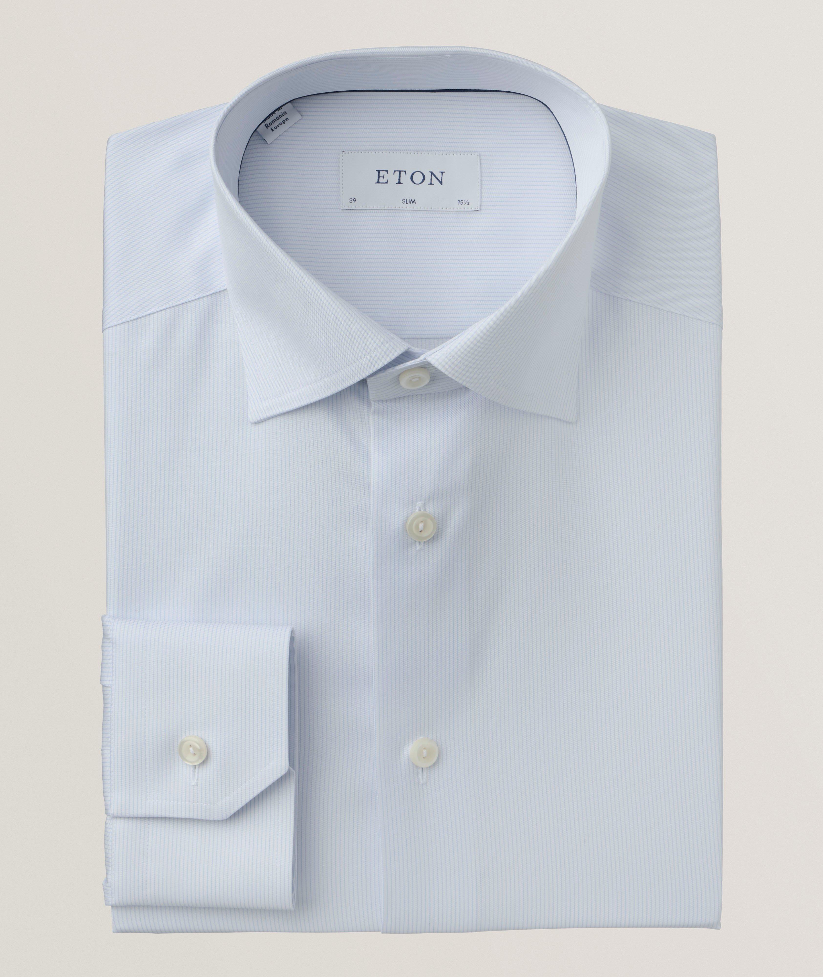 Slim-Fit Fine Stripe Twill Dress Shirt image 0