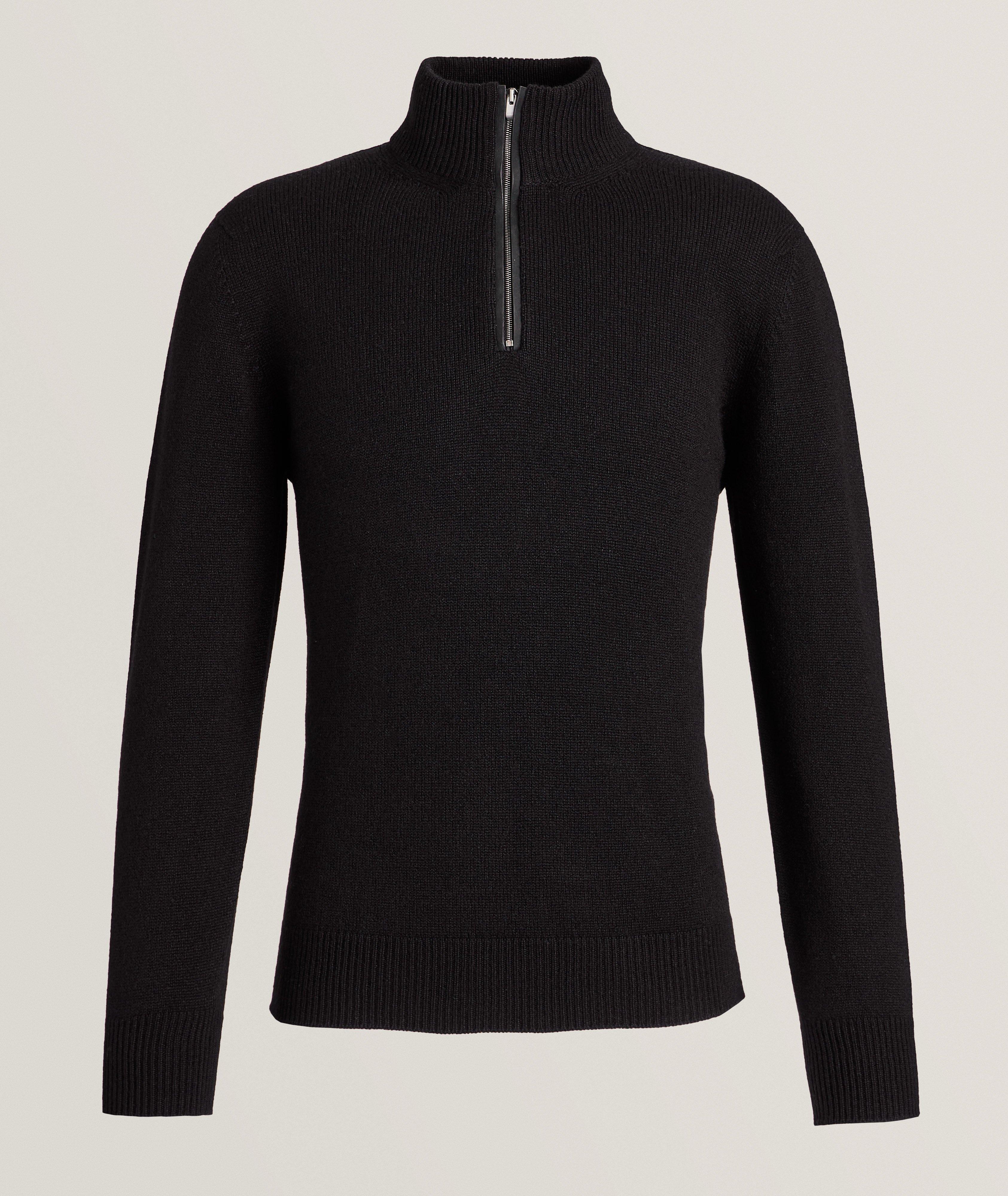 Cashmere Quarter-Zip Jersey Sweater