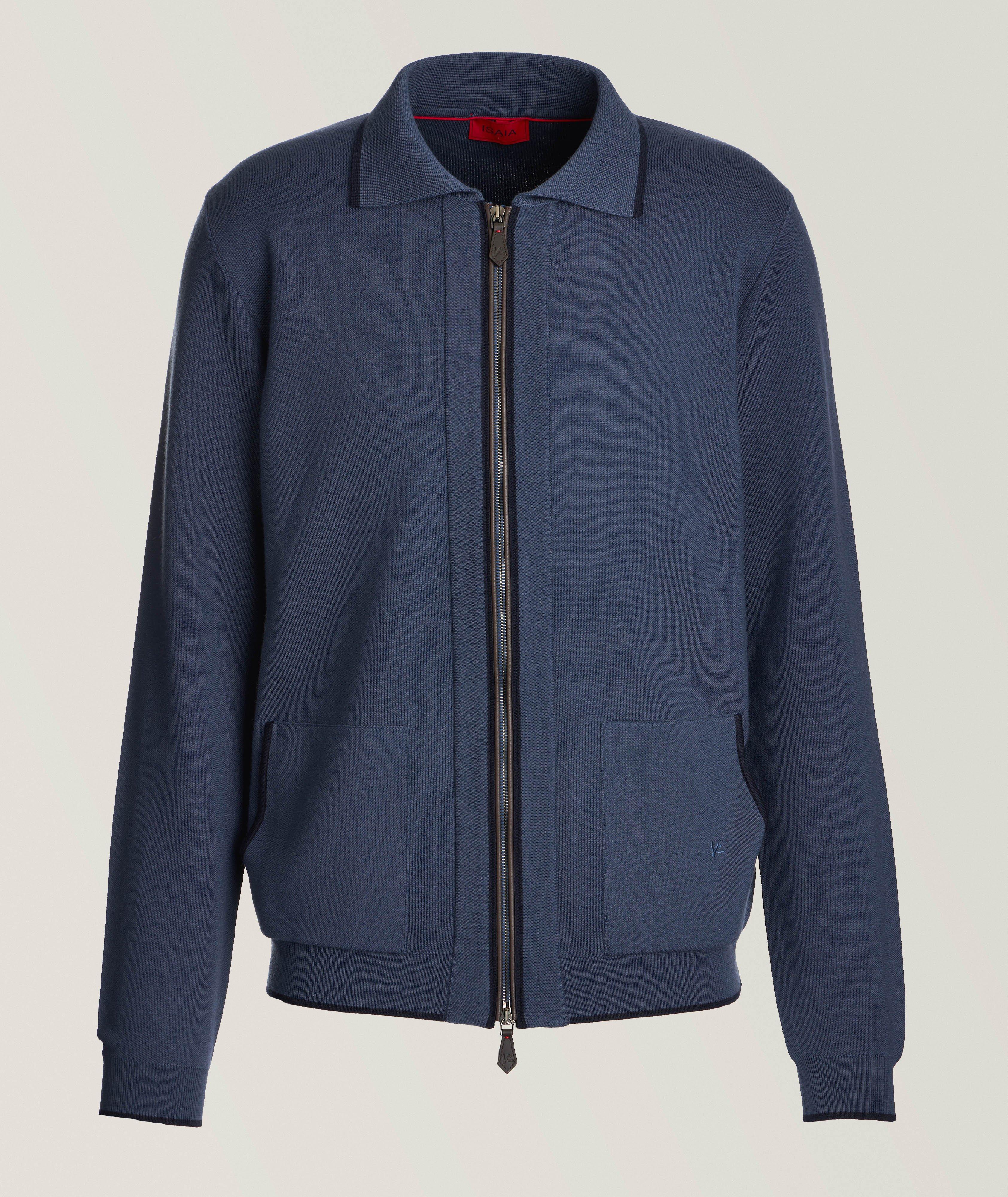 Isaia Veste-Chemise En Lainage À Glissière En Bleu , Taille Homme Moyen , Laine