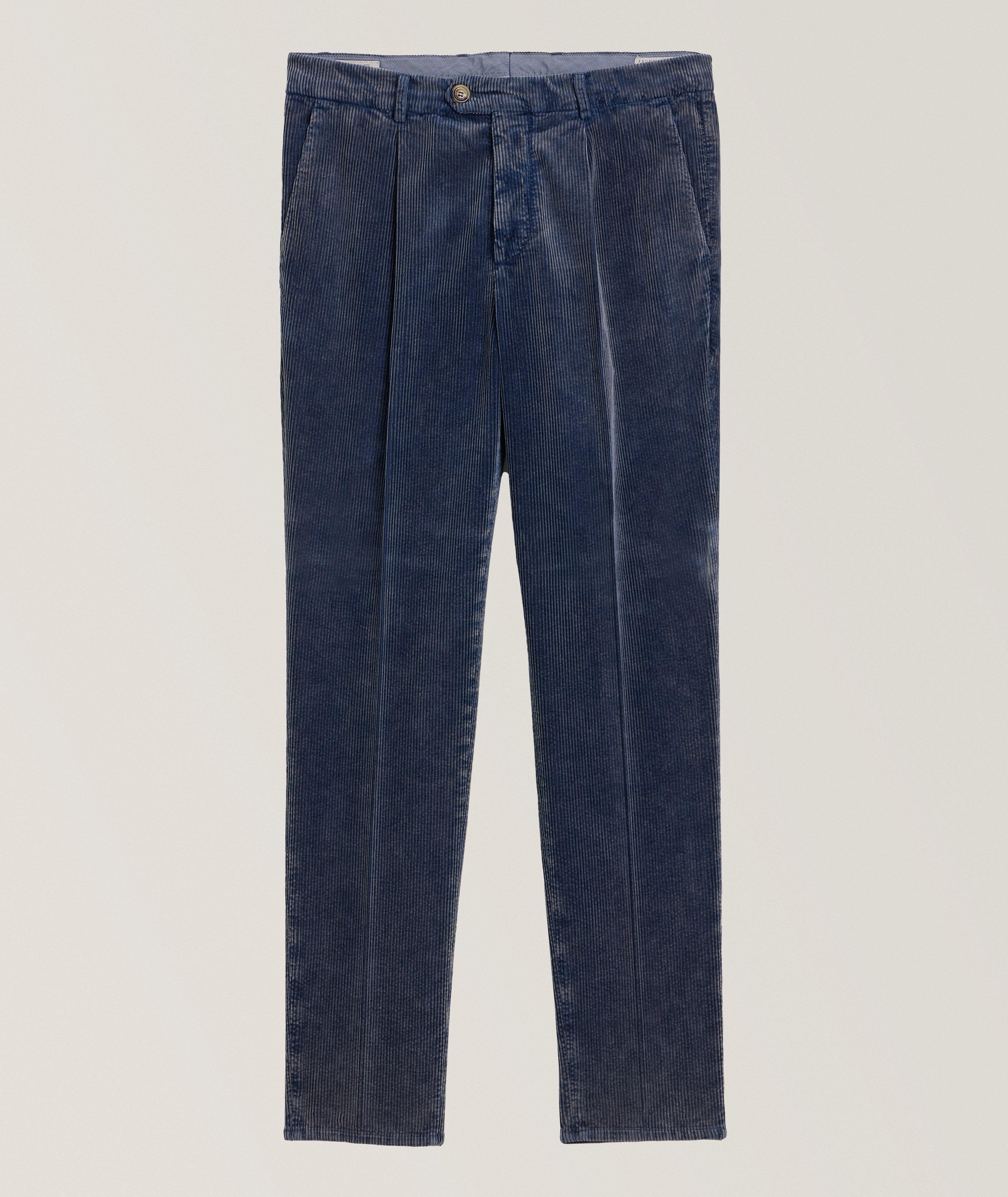 Brunello Cucinelli Pantalon En Velours Côtelé En Bleu , Taille Homme 56