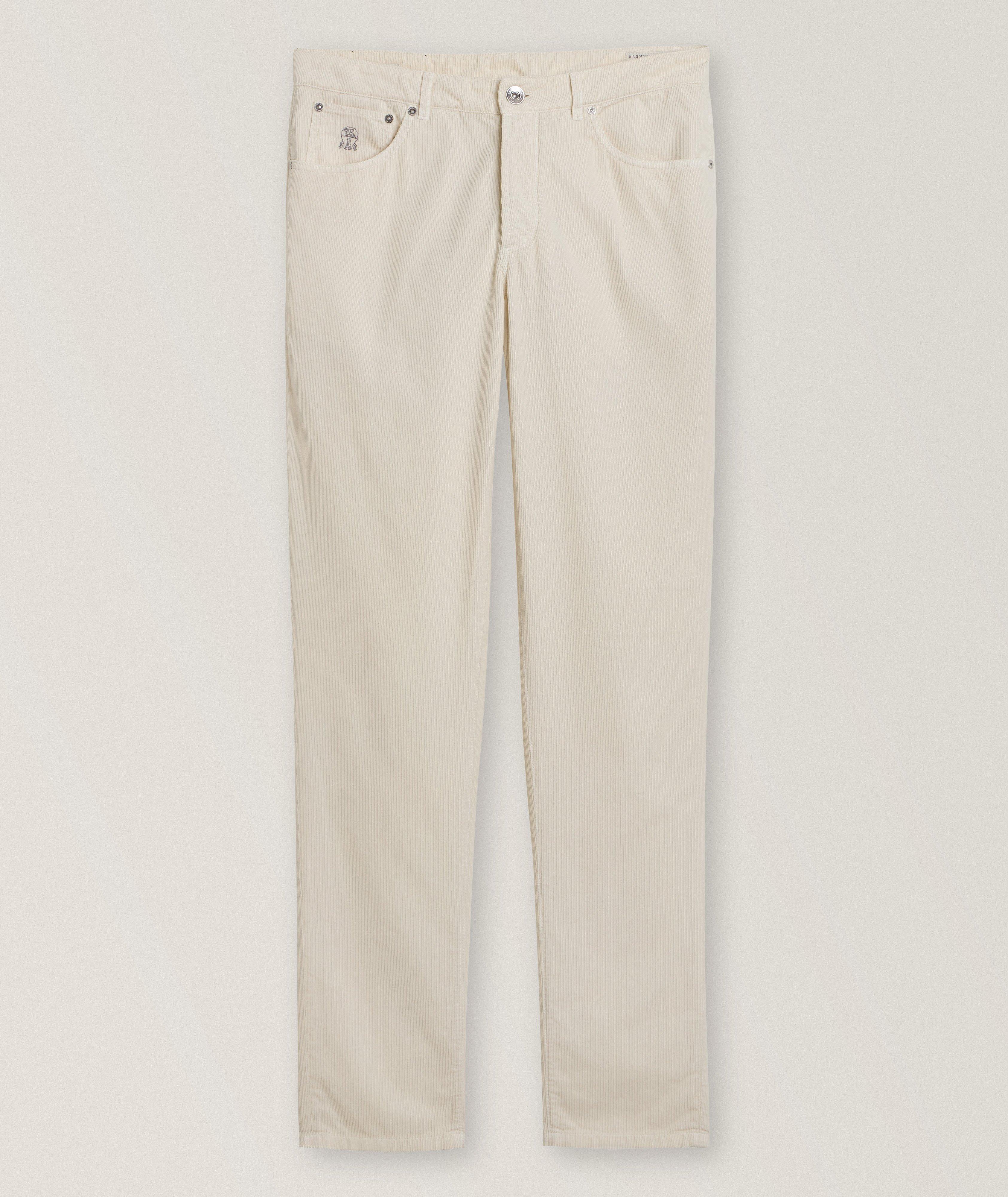 Brunello Cucinelli Pantalon Getlin En Velours Côtelé En Beige , Taille Homme 46