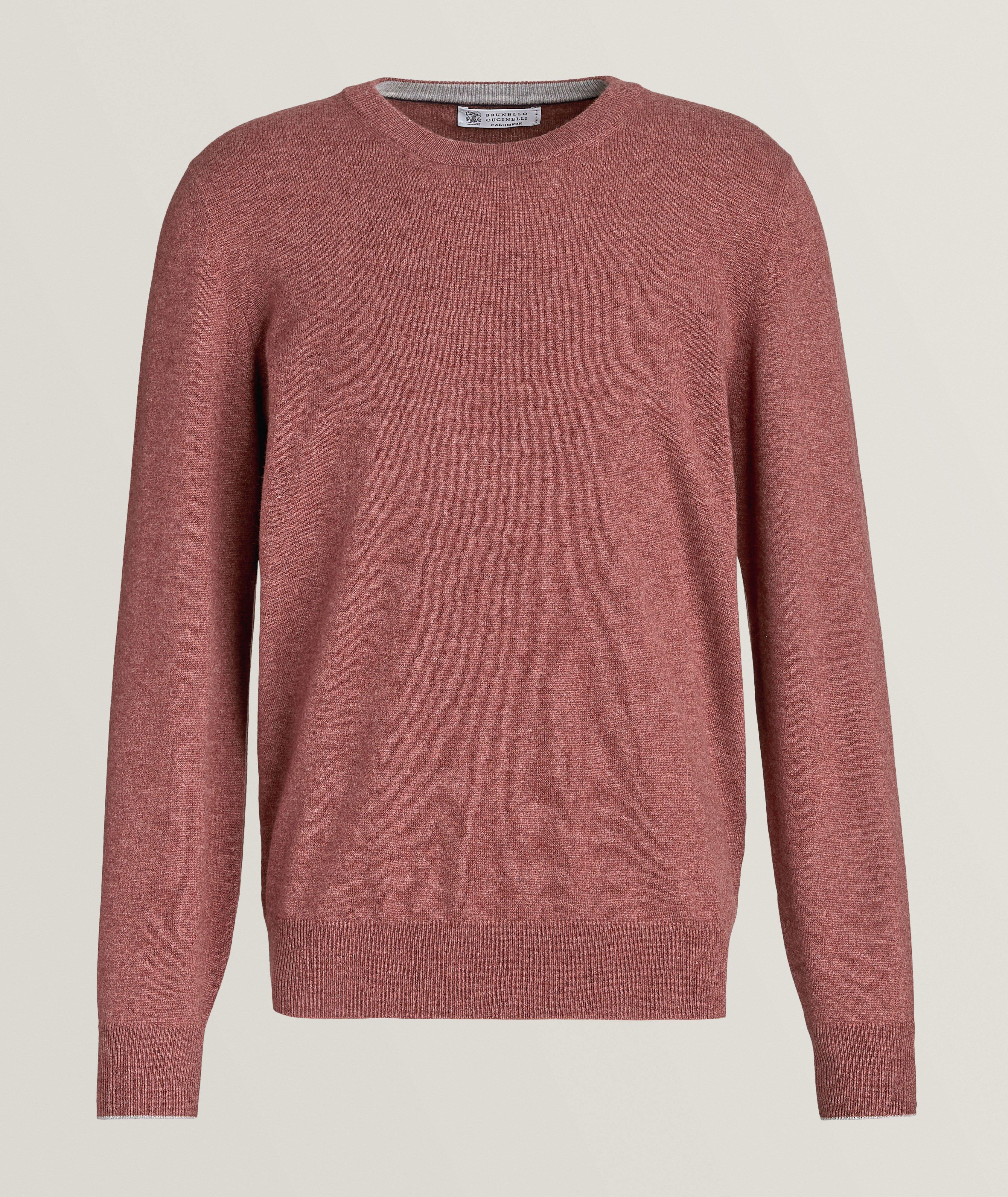 Brunello Cucinelli Mini Herringbone Cashmere Sweater En Rouge , Taille Homme Petit