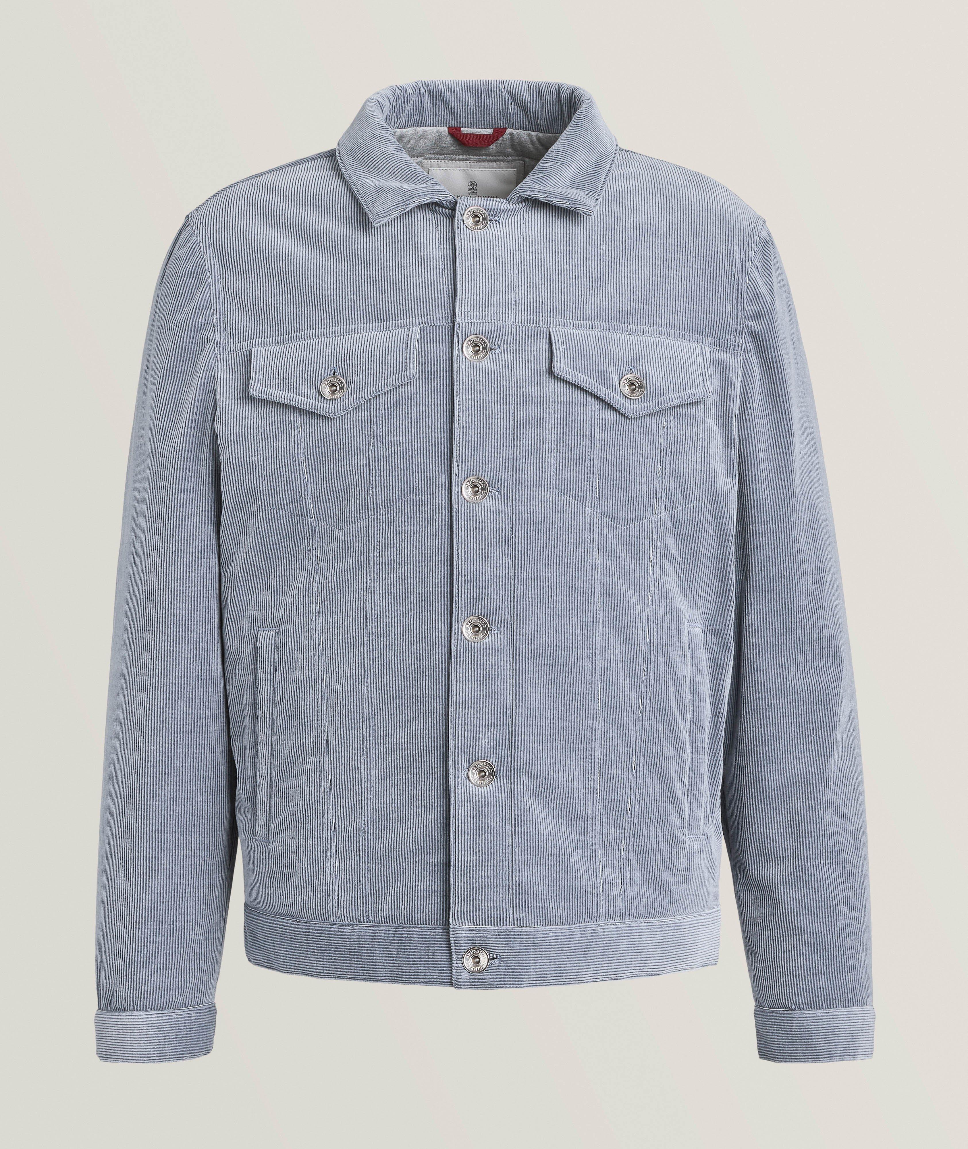 Brunello Cucinelli Blouson Matelassé En Velours Côtelé En Bleu , Taille Homme 48