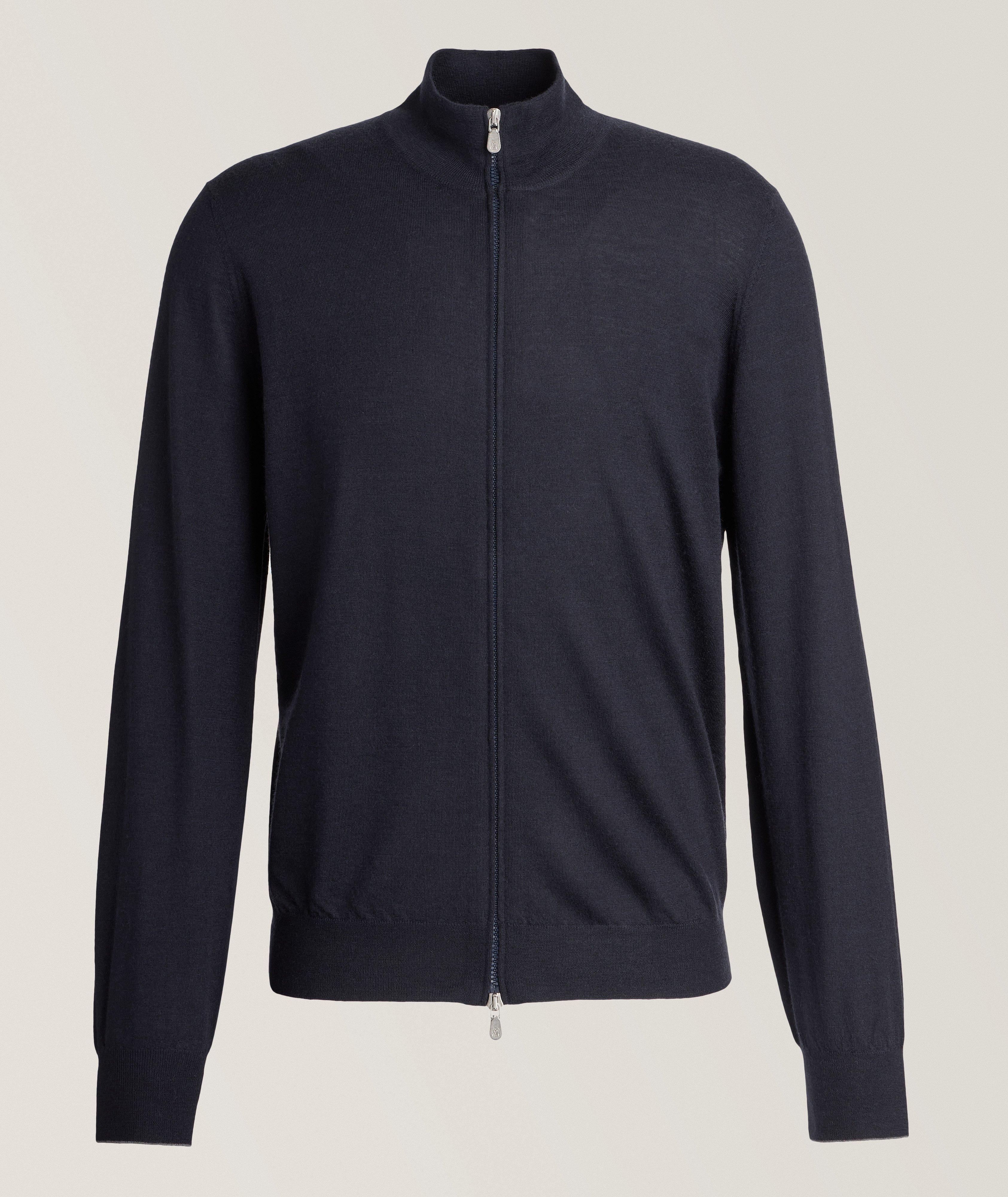 Brunello Cucinelli Pull En Laine Et En Cachemire À Glissière En Bleu , Taille Homme Grand