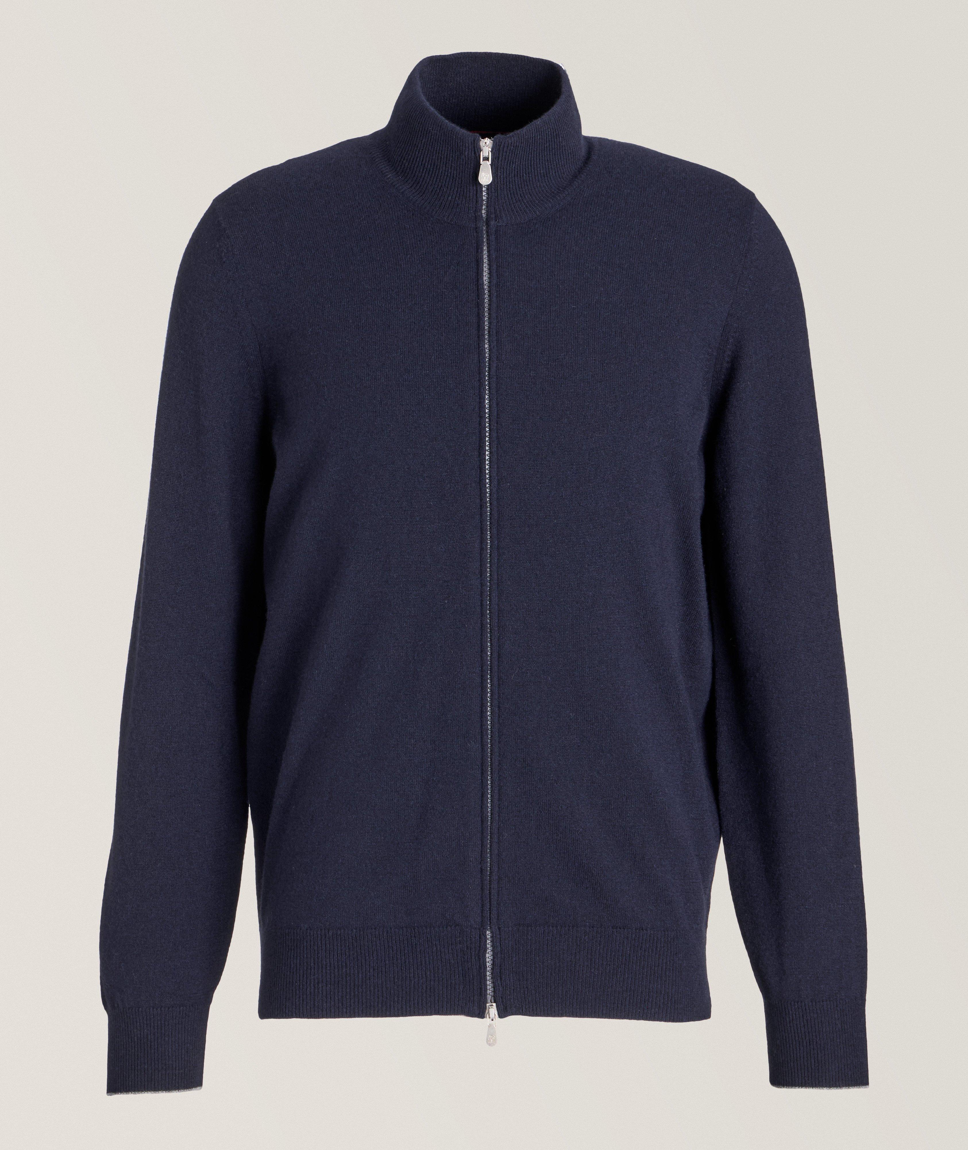 Brunello Cucinelli Cardigan En Tricot De Cachemire À Glissière En Bleu , Taille Homme Petit