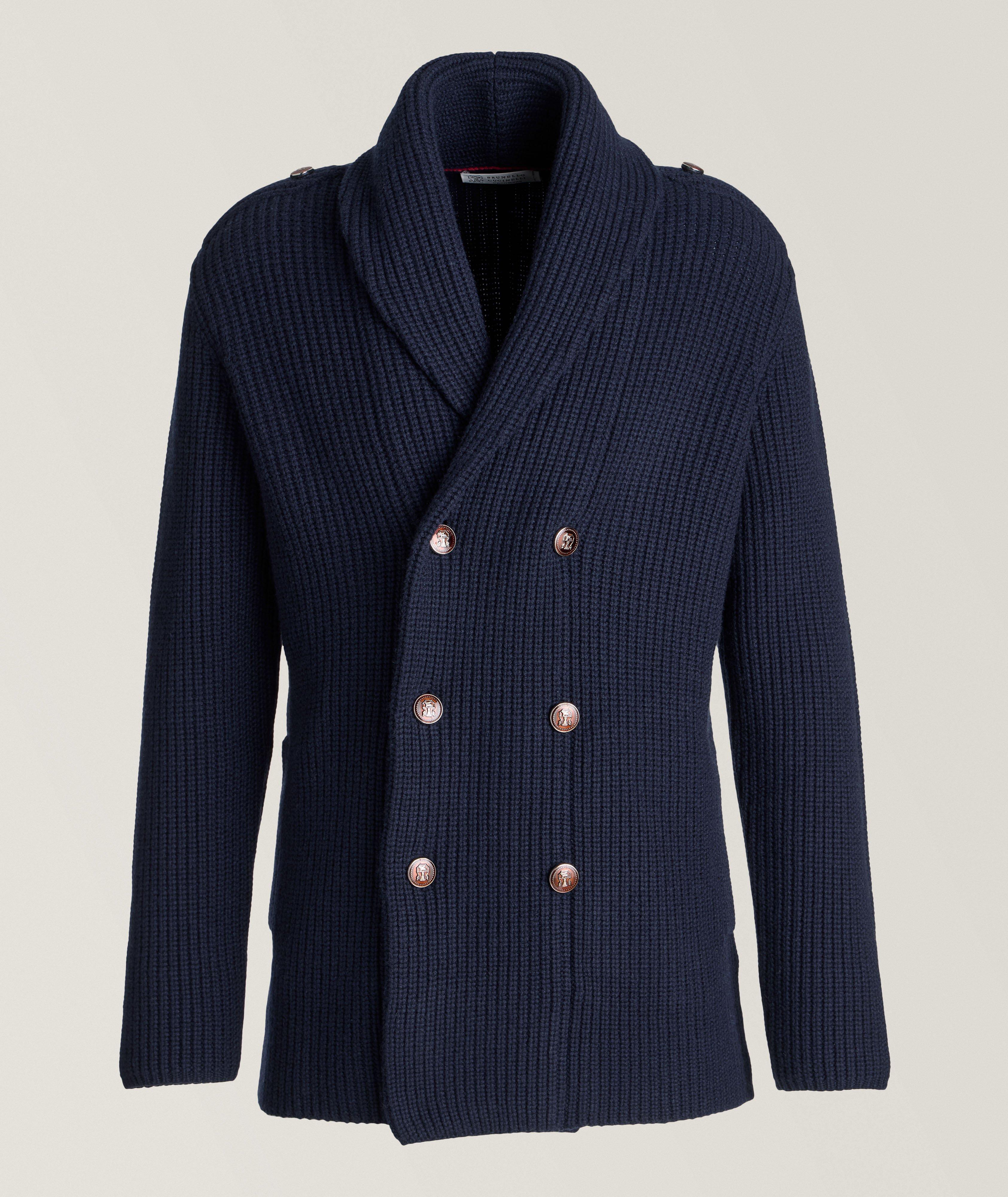 Brunello Cucinelli Cardigan En Tricot De Laine Vierge, De Cachemire Et De Soie En Bleu , Taille Homme Petit