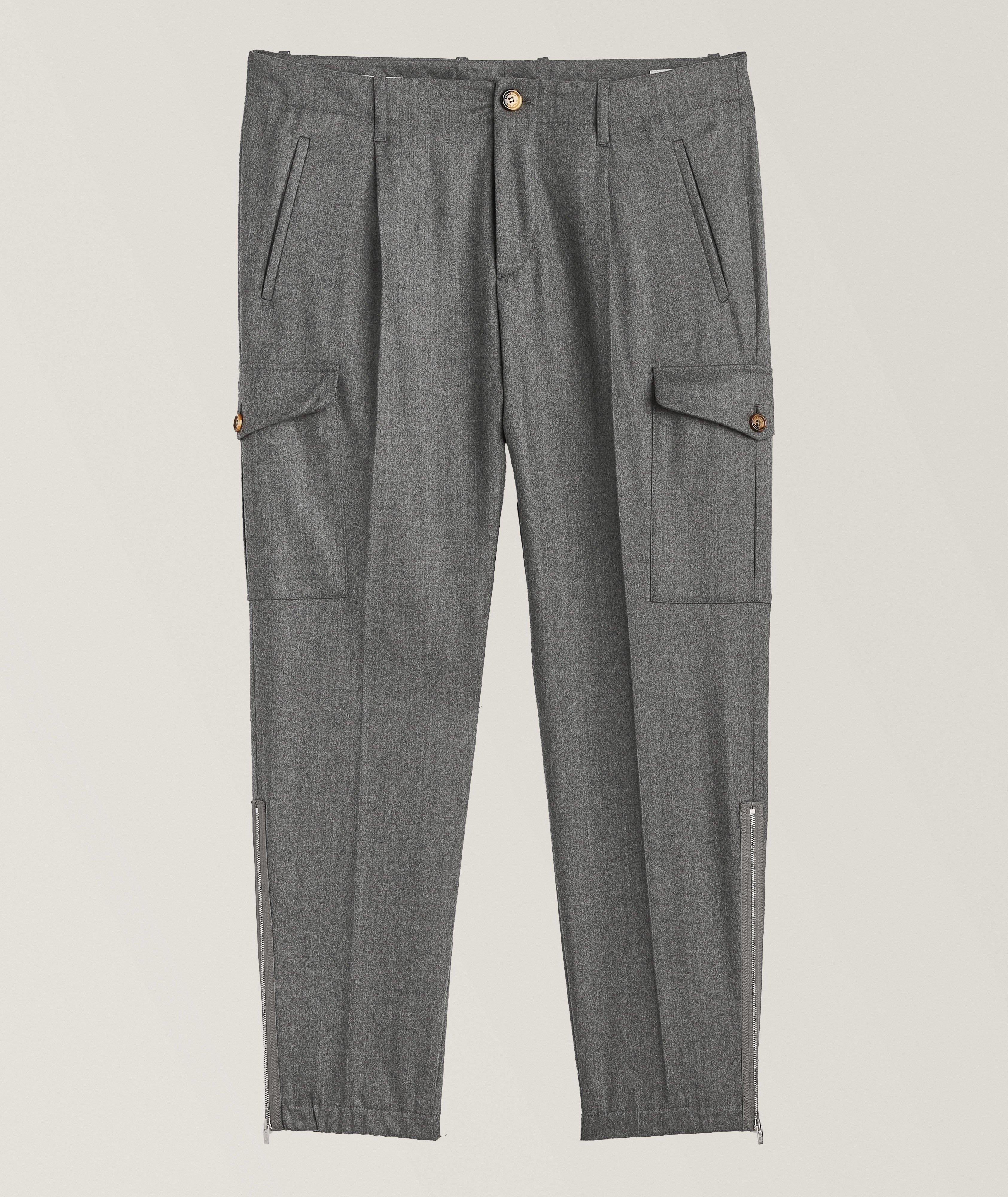 Brunello Cucinelli Pantalon Cargo En Laine Vierge En Gris , Taille Homme 50