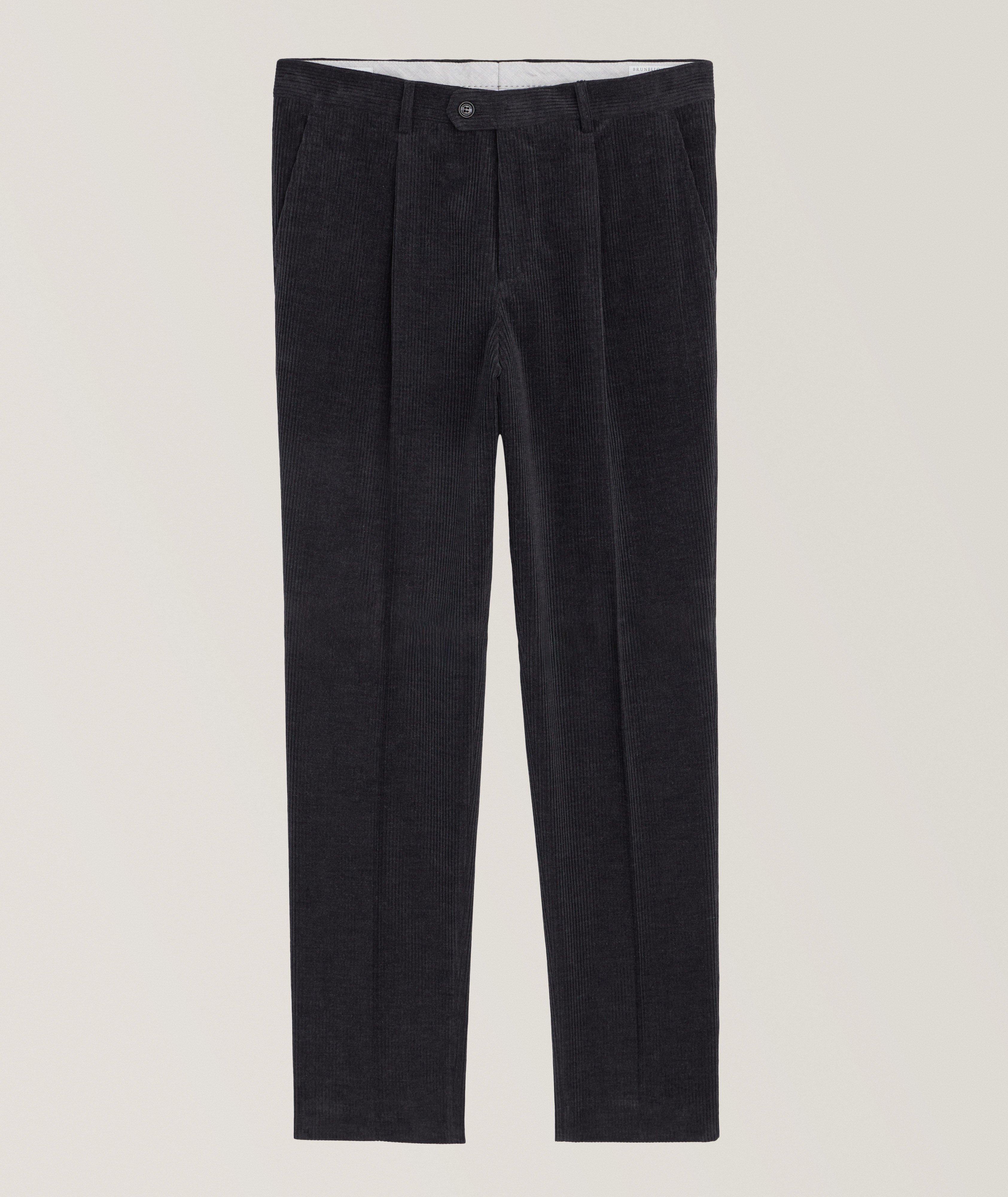 Brunello Cucinelli Pantalon En Velours Côtelé En Gris , Taille Homme 46