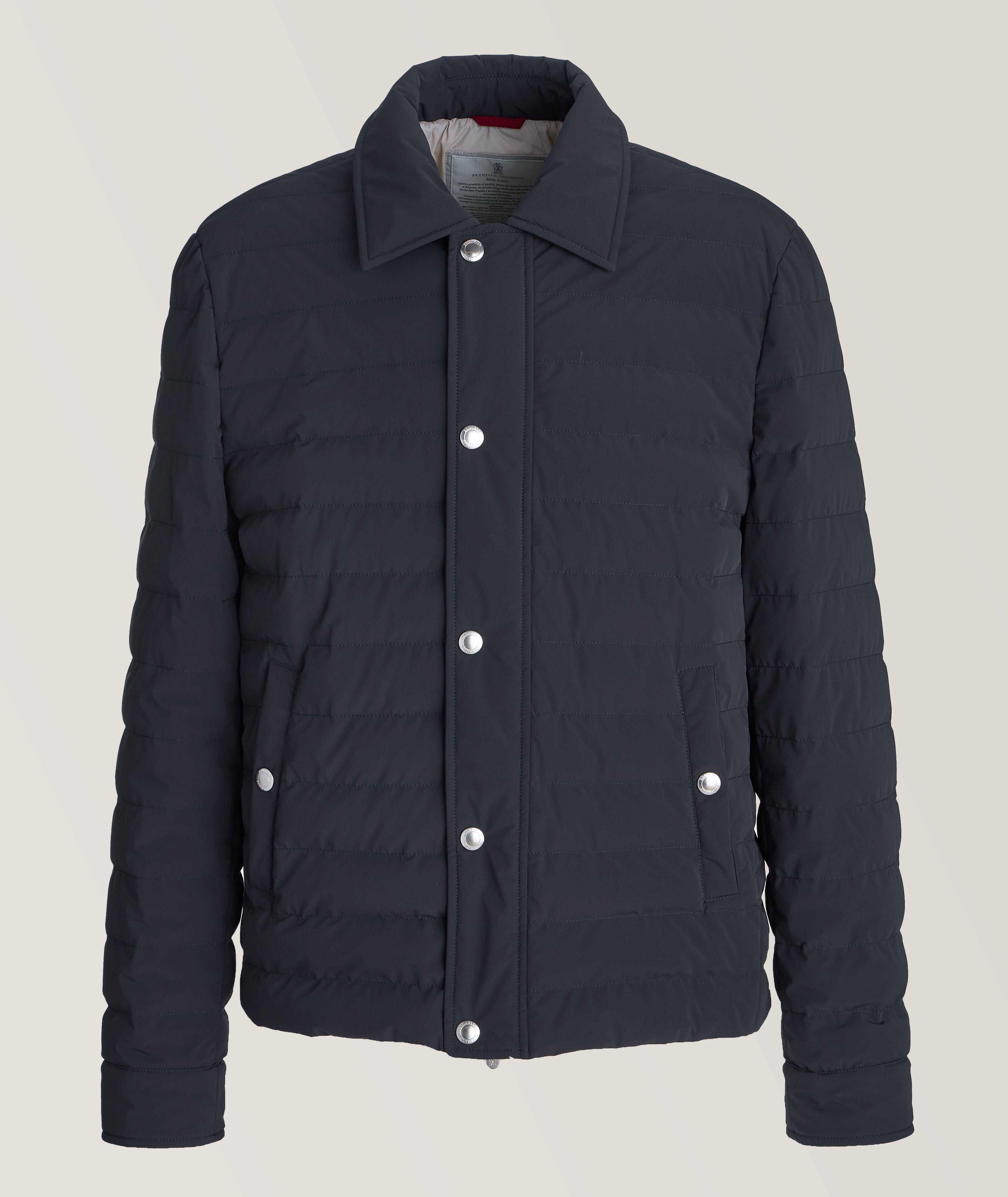 Brunello Cucinelli Blouson Matelassé En Tissu Technique Extensible En Bleu , Taille Homme 54