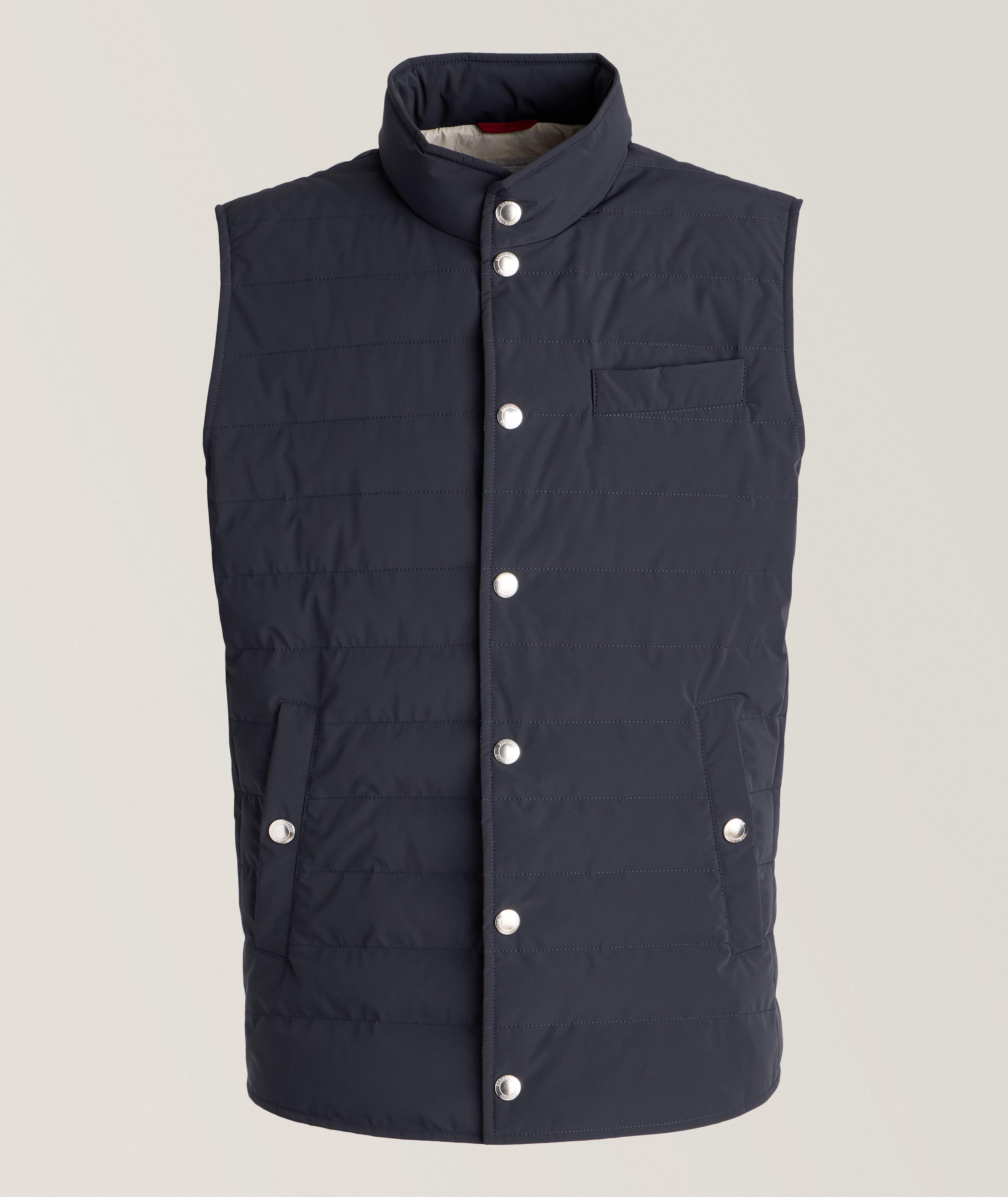 Brunello Cucinelli Veste Matelassée En Tissu Extensible En Bleu , Taille Homme TTG