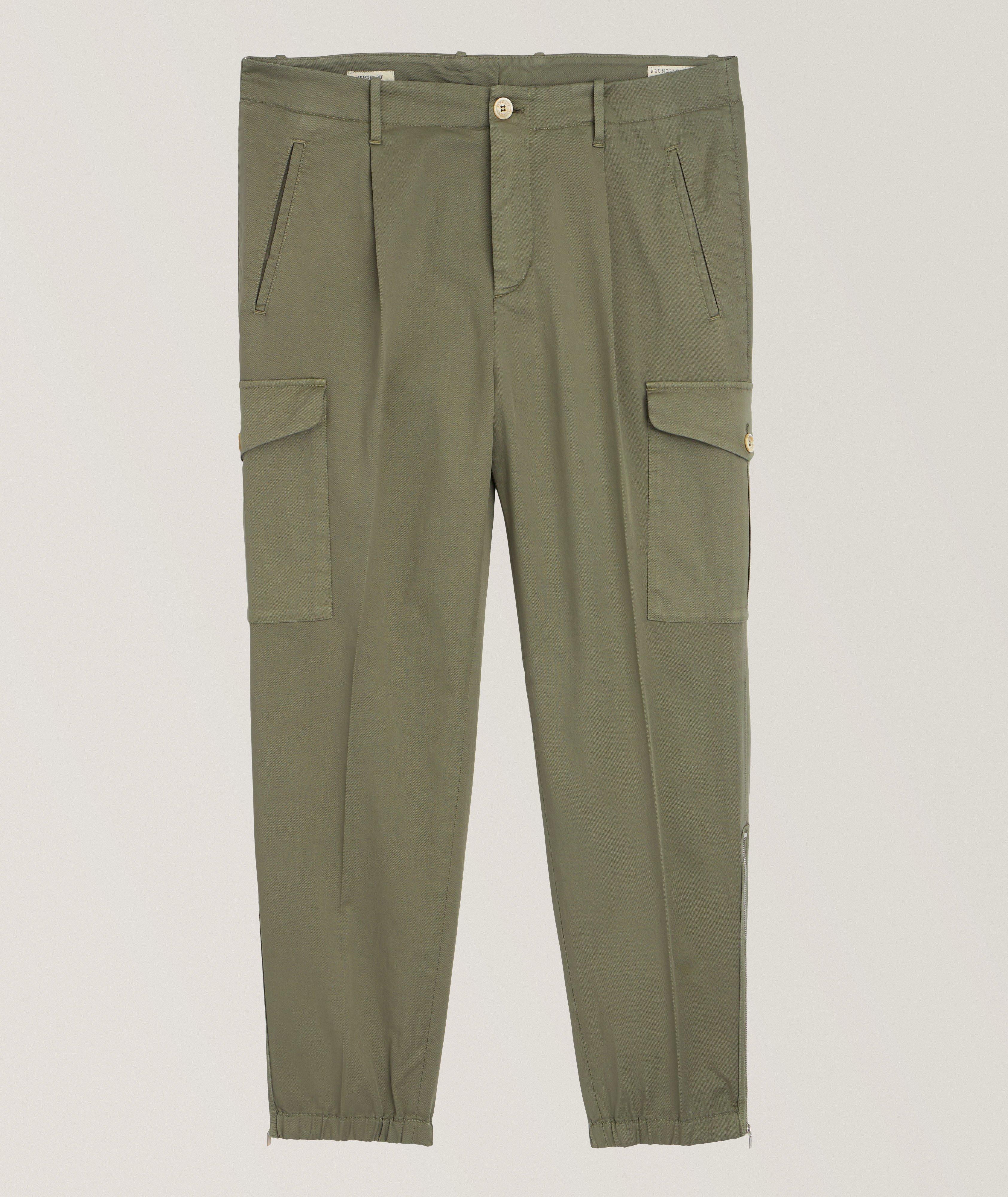 Brunello Cucinelli Pantalon Cargo En Coton Extensible En Vert , Taille Homme 58