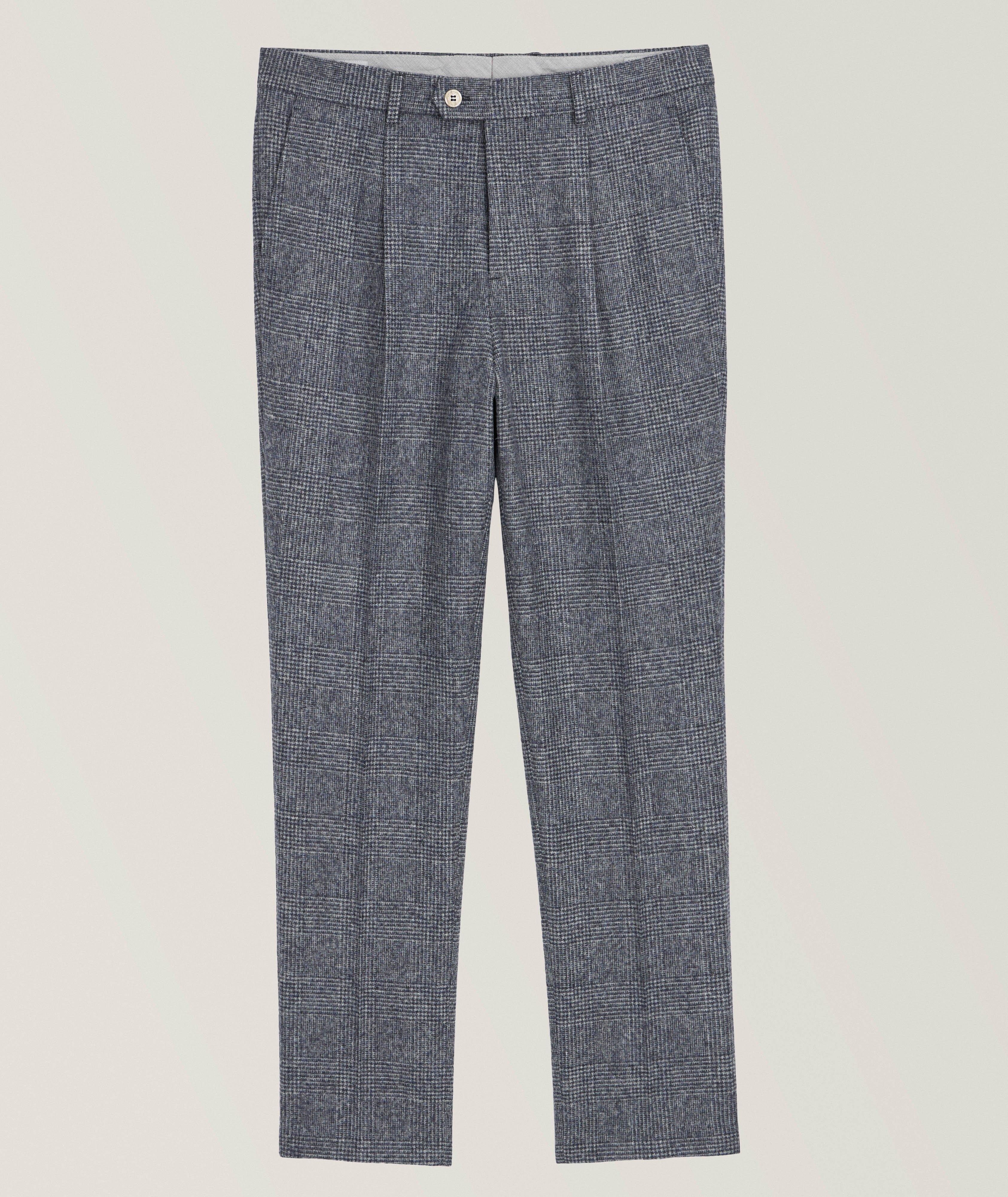 Brunello Cucinelli Pantalon En Lainage À Carreaux Prince-De-Galles En Bleu , Taille Homme 52 , Laine