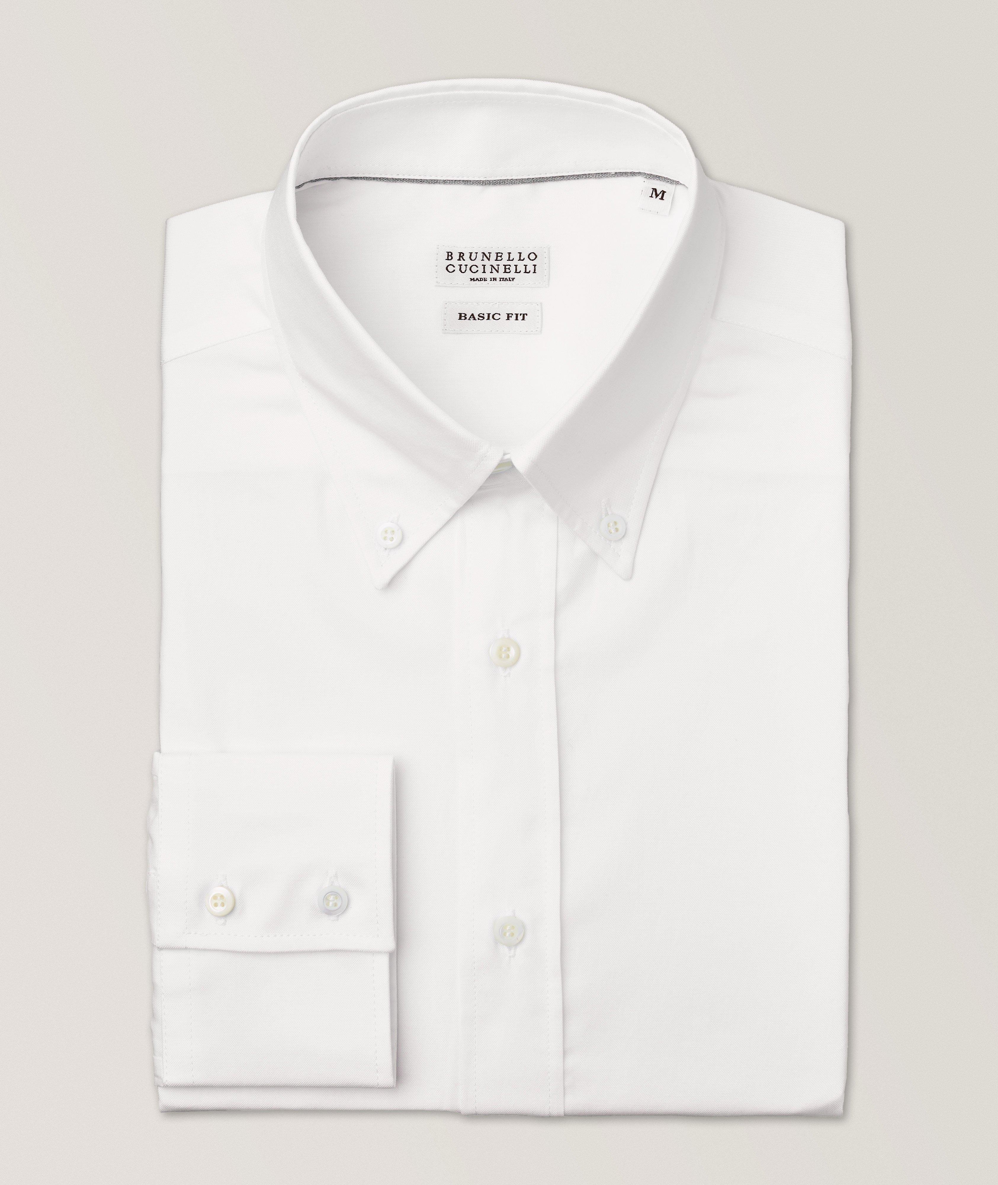 Brunello Cucinelli Chemise En Toile Oxford À Col Boutonné En Blanc , Taille Homme Grand