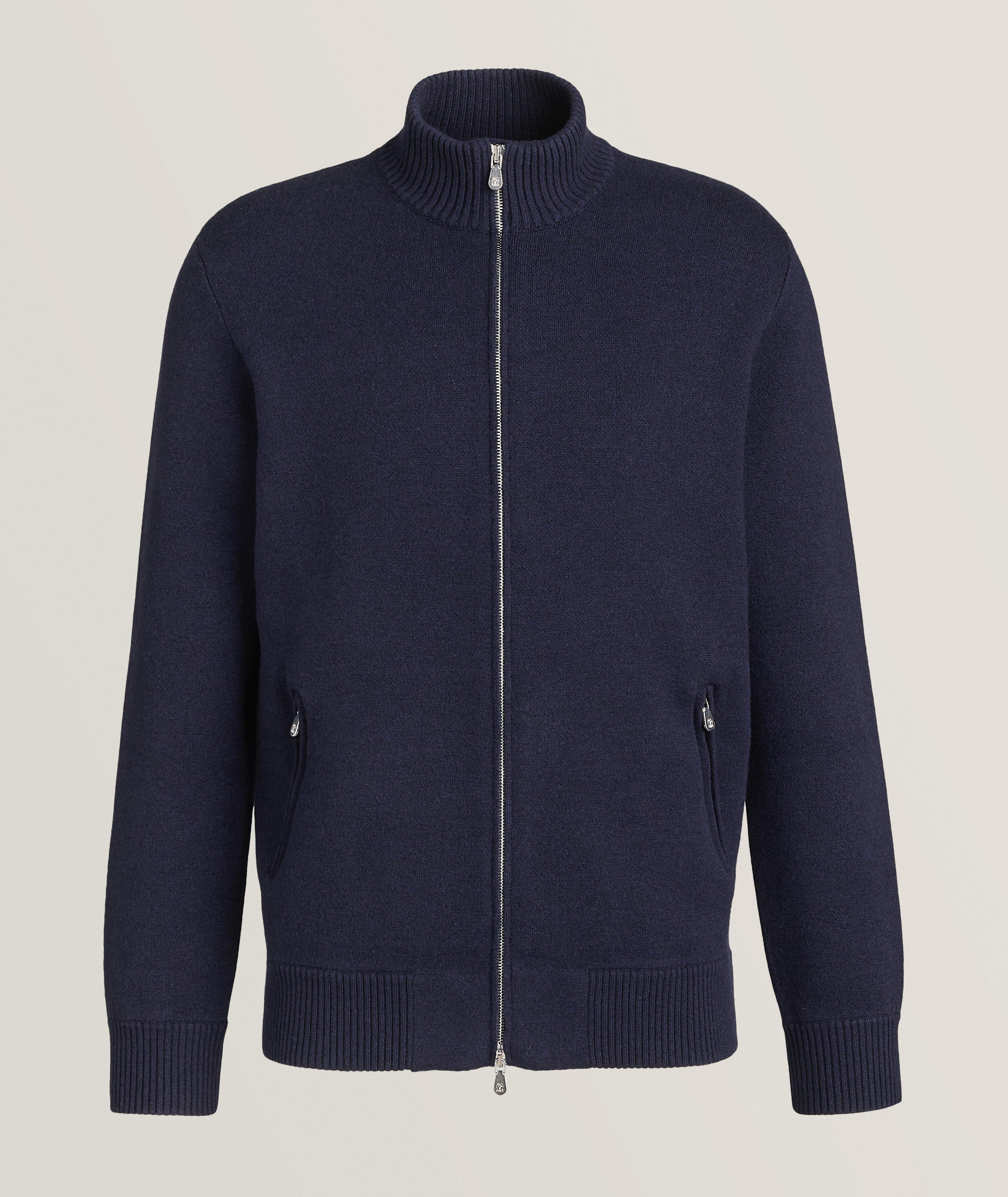 Brunello Cucinelli Blouson-Pull En Mélange De Laine, De Cachemire Et De Soie En Bleu , Taille Homme TTG