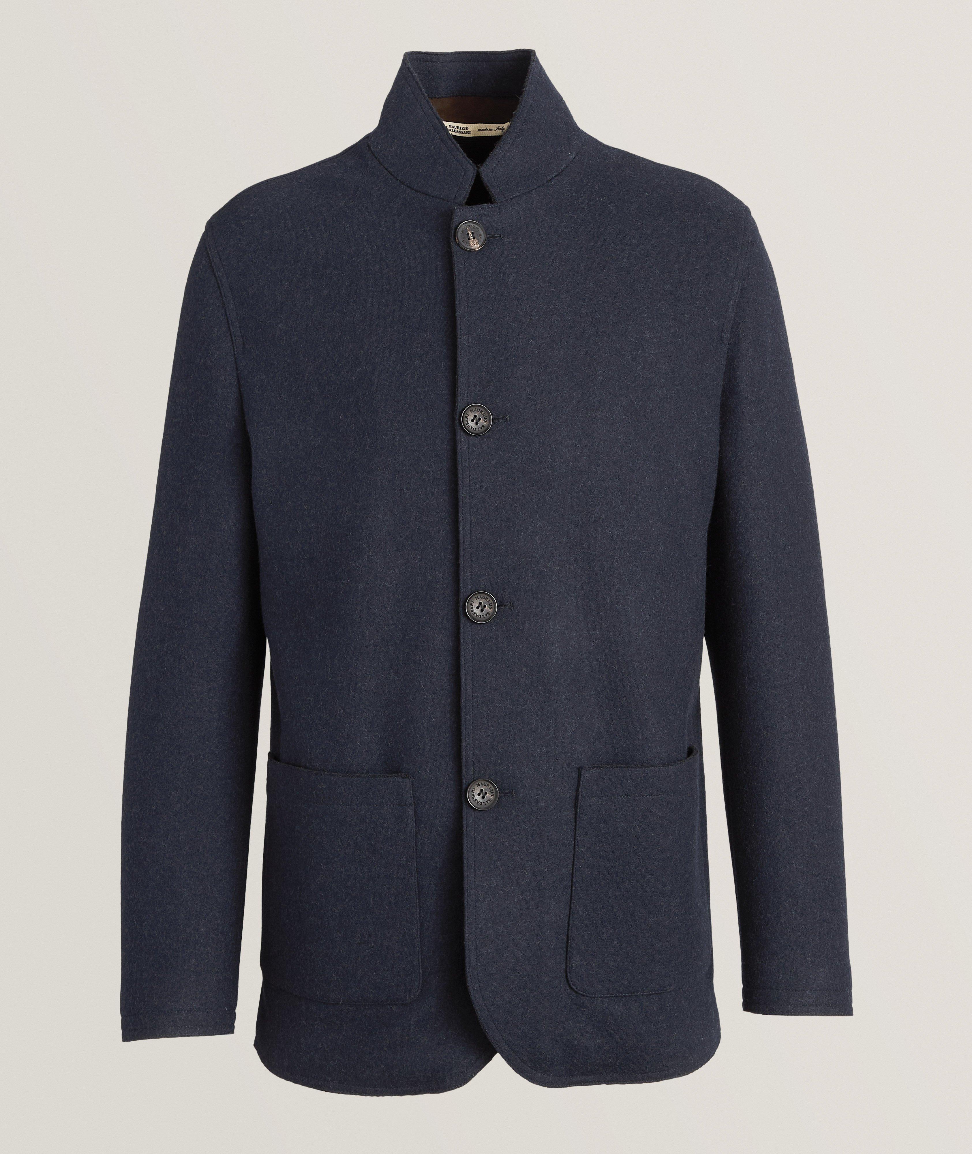 Maurizio Baldassari Caban De Ville En Lainage En Bleu , Taille Homme 48 , Laine